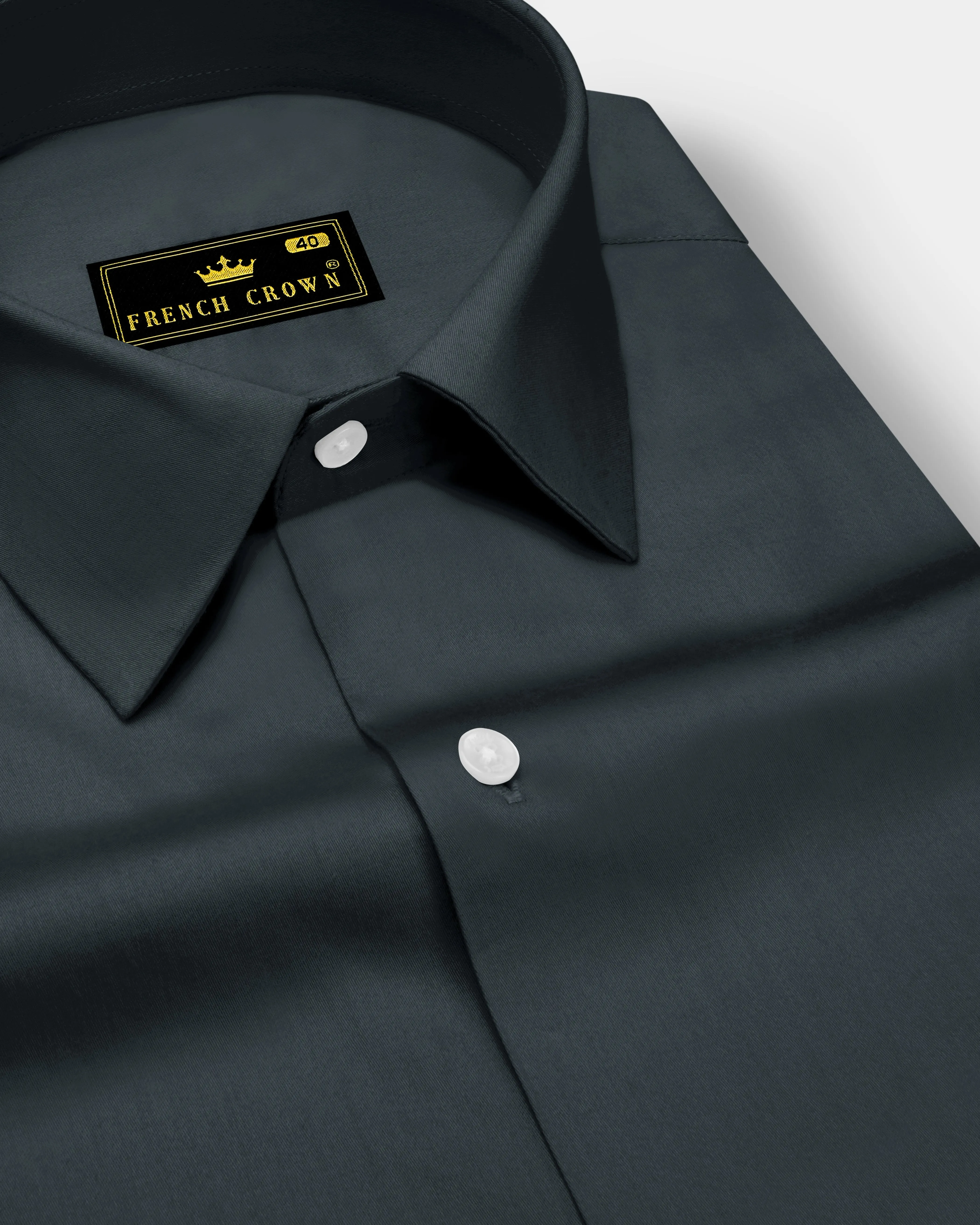 Nocturo-Charcoal Gray Subtle Sheen Super Soft Premium Cotton Dress Shirt sold by French Crown