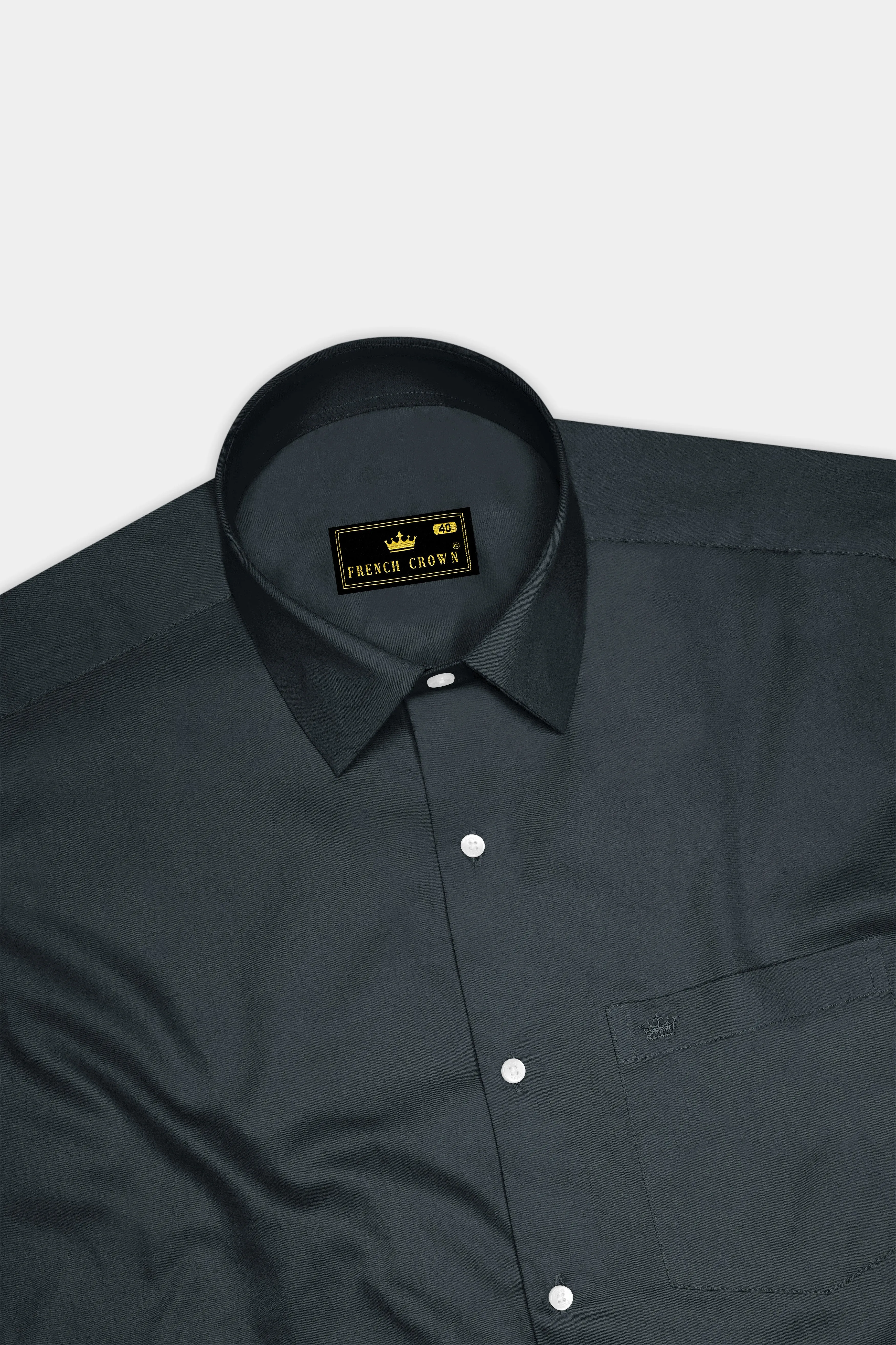 Nocturo-Charcoal Gray Subtle Sheen Super Soft Premium Cotton Dress Shirt sold by French Crown product image thumbnail 5