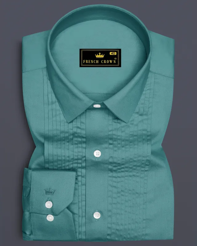 Lustraro-Viridian Green Subtle Sheen Super Soft Premium Cotton Tuxedo Dress Shirt sold by French Crown
