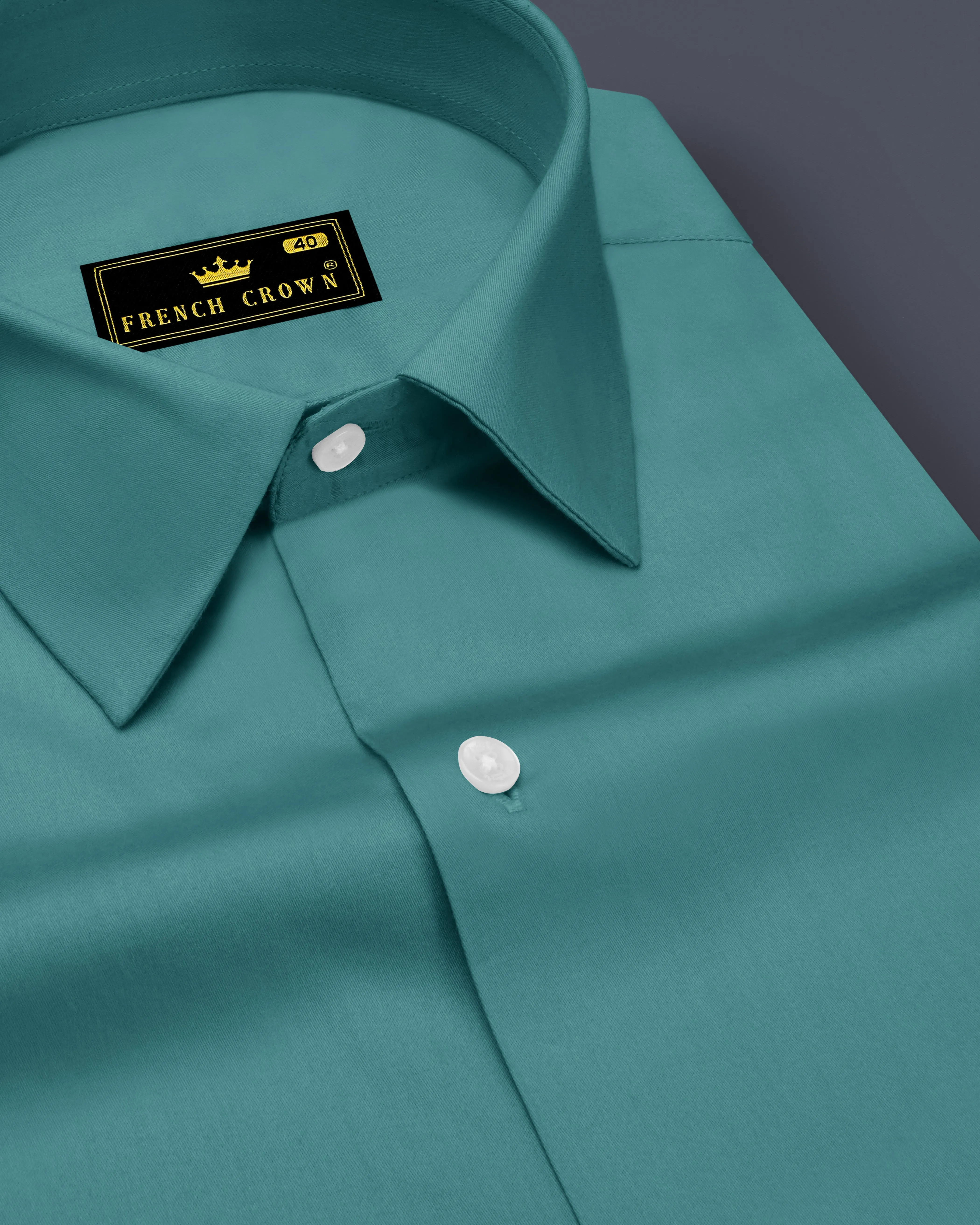 Lustraro-Viridian Green Subtle Sheen Super Soft Premium Cotton Dress Shirt sold by French Crown
