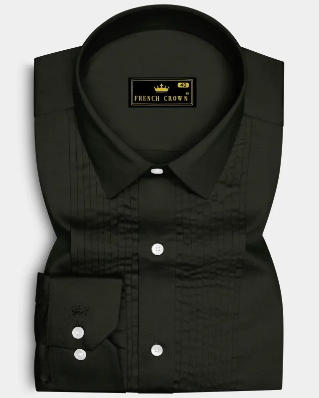 Emeron-Rangoon Green Subtle Sheen Super Soft Premium Cotton Tuxedo Dress Shirt sold by French Crown