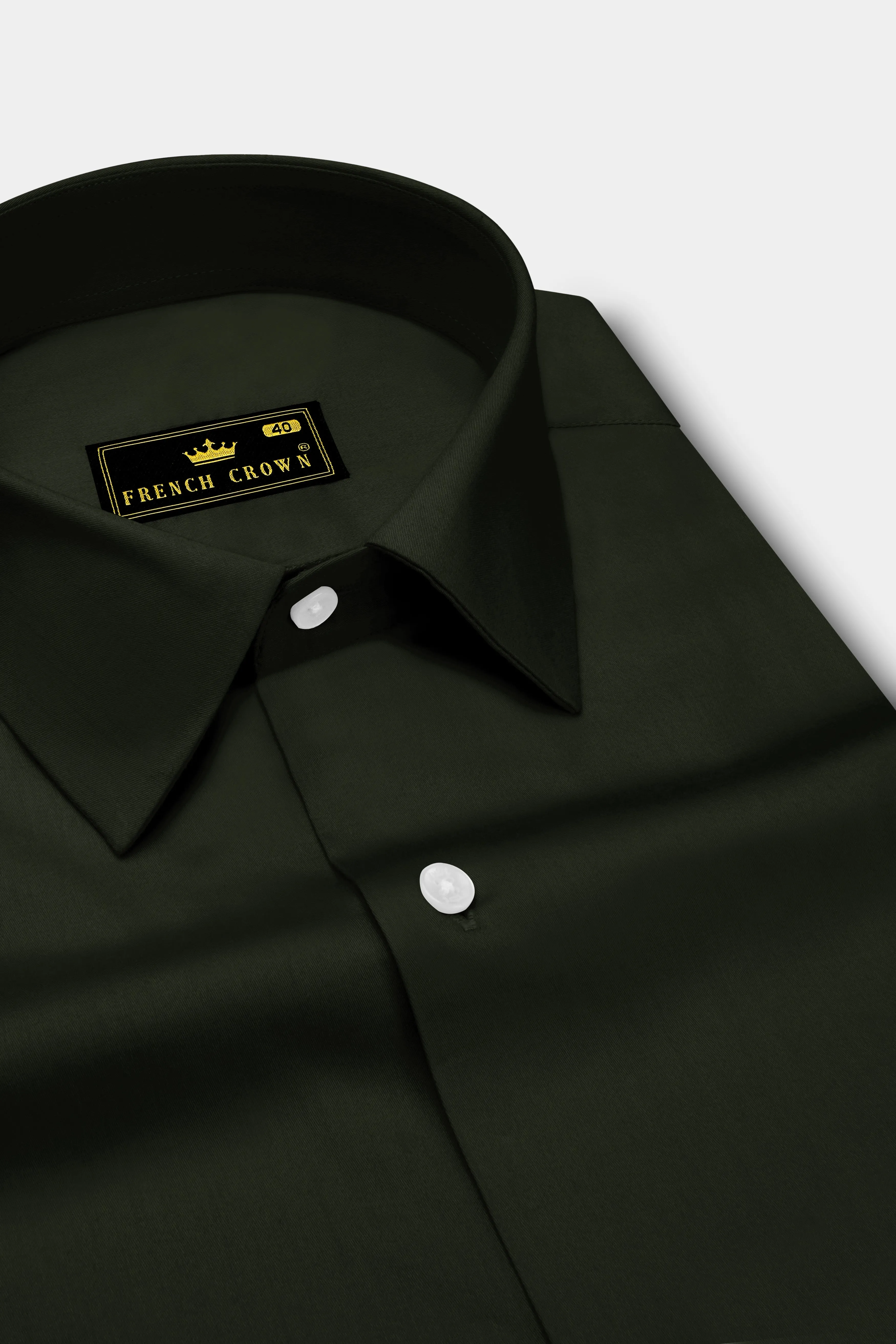 Emeron-Rangoon Green Subtle Sheen Super Soft Premium Cotton Dress Shirt sold by French Crown product image thumbnail 2