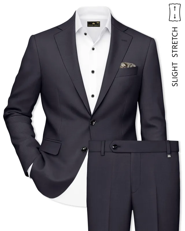 Sapphire-Glaucous Gray Solid Wool Rich Single Breasted Slight Stretch Suit sold by French Crown