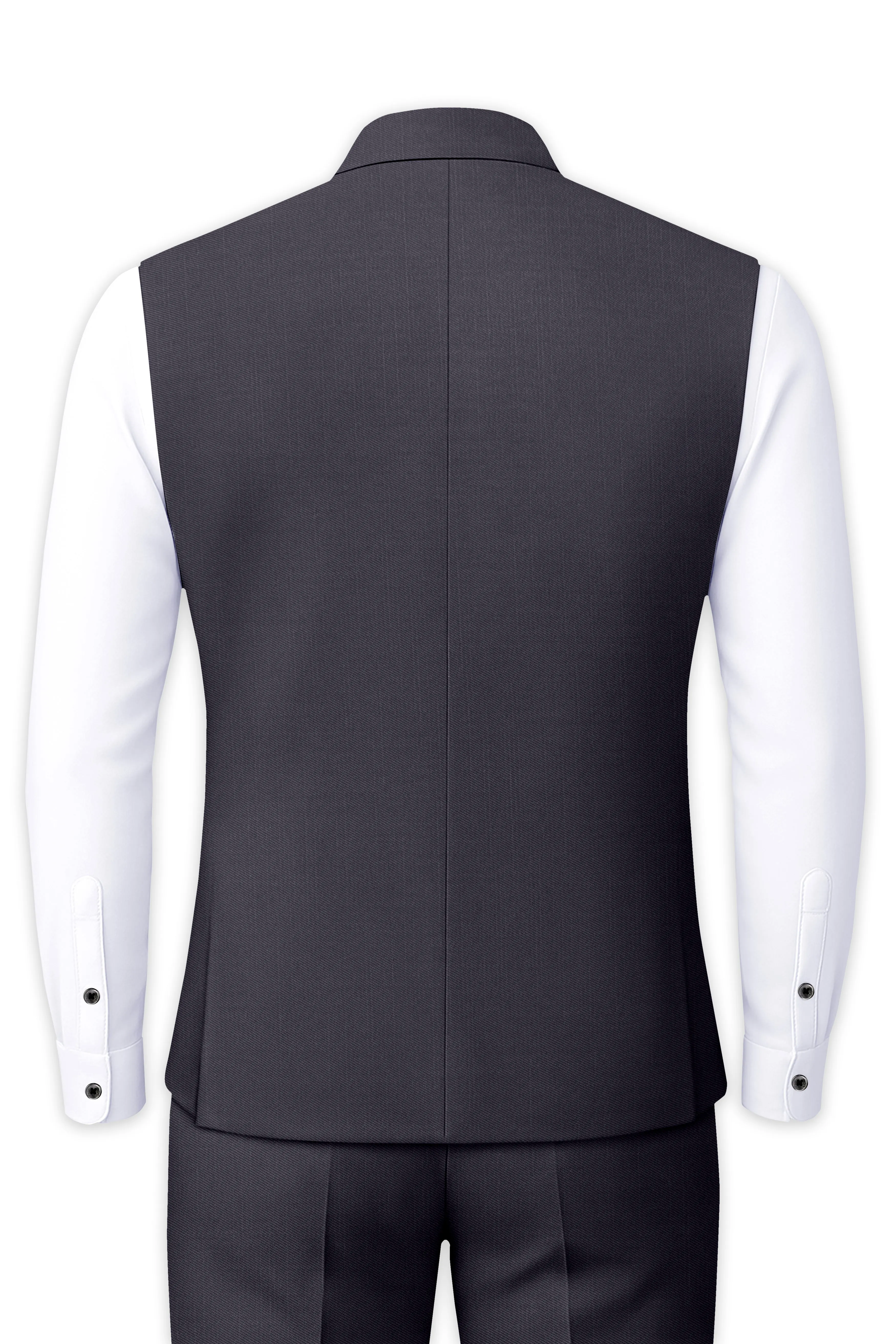 Sapphire-Glaucous Gray Solid Wool Rich Slight Stretch Nehru Jacket sold by French Crown product image thumbnail 4
