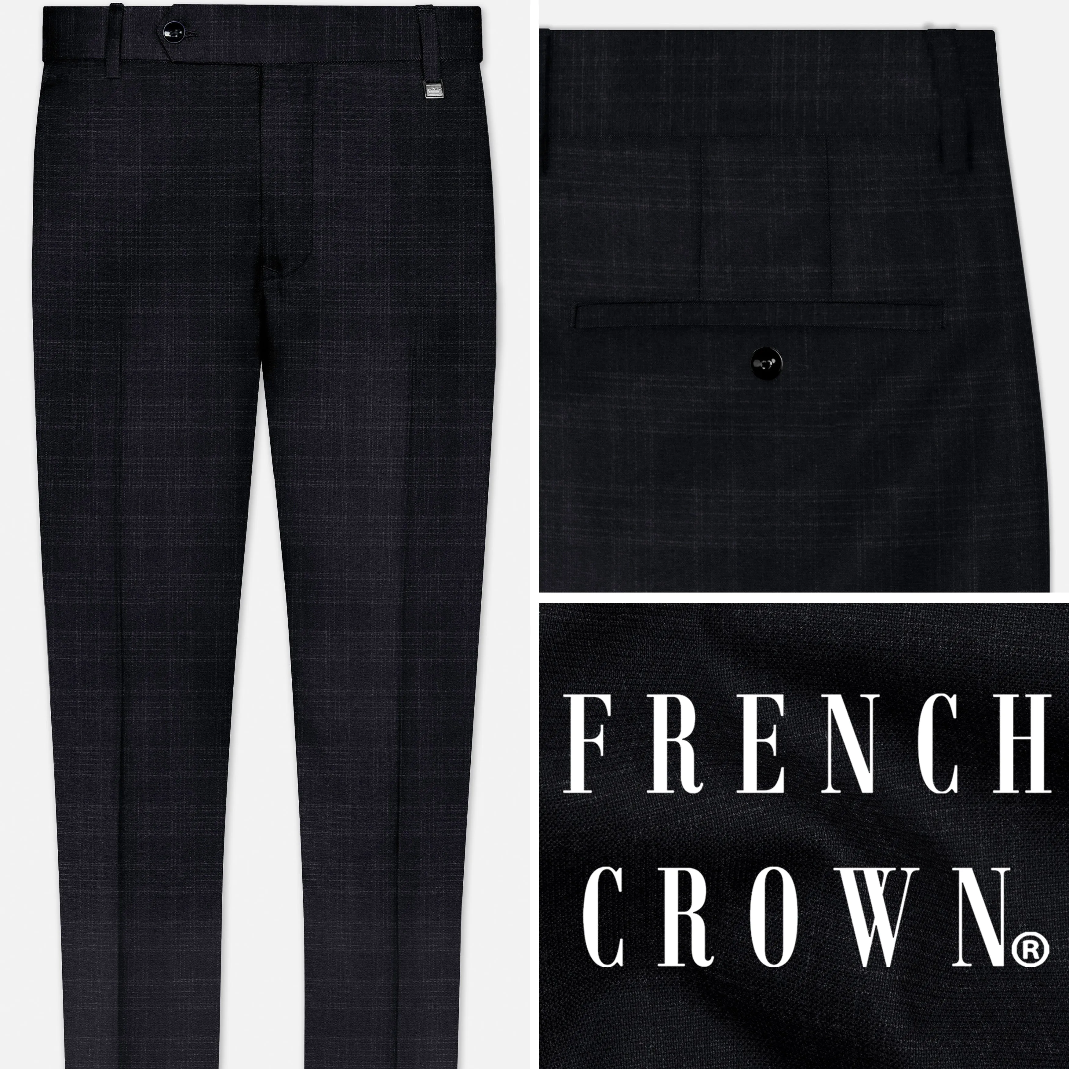 Racing Gray Plaid Wool Blend Pant sold by French Crown
