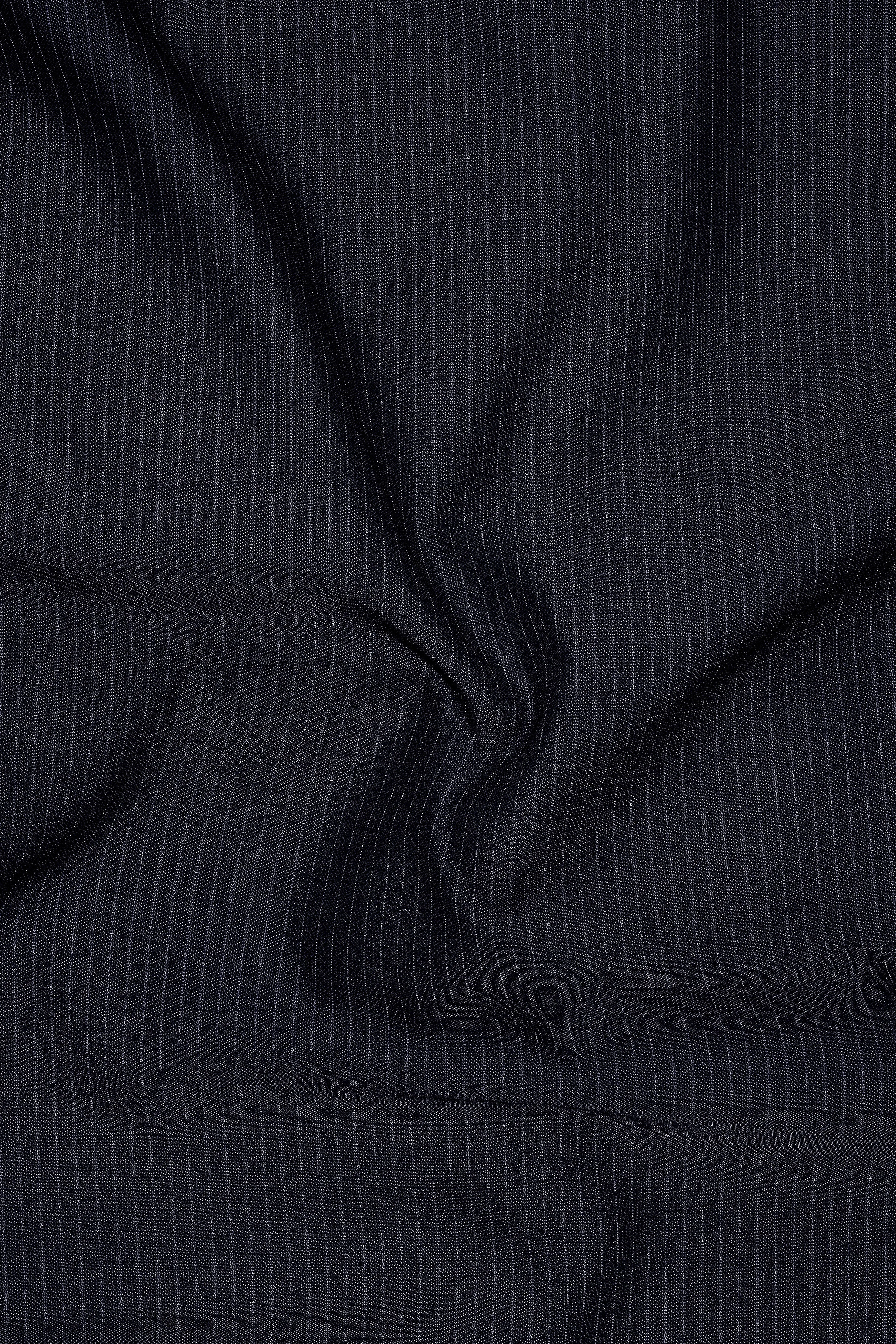 Cosmire-Space Blue Pencil Striped Wool Rich Bandhgala Slight Stretch Suit sold by French Crown product image thumbnail 3