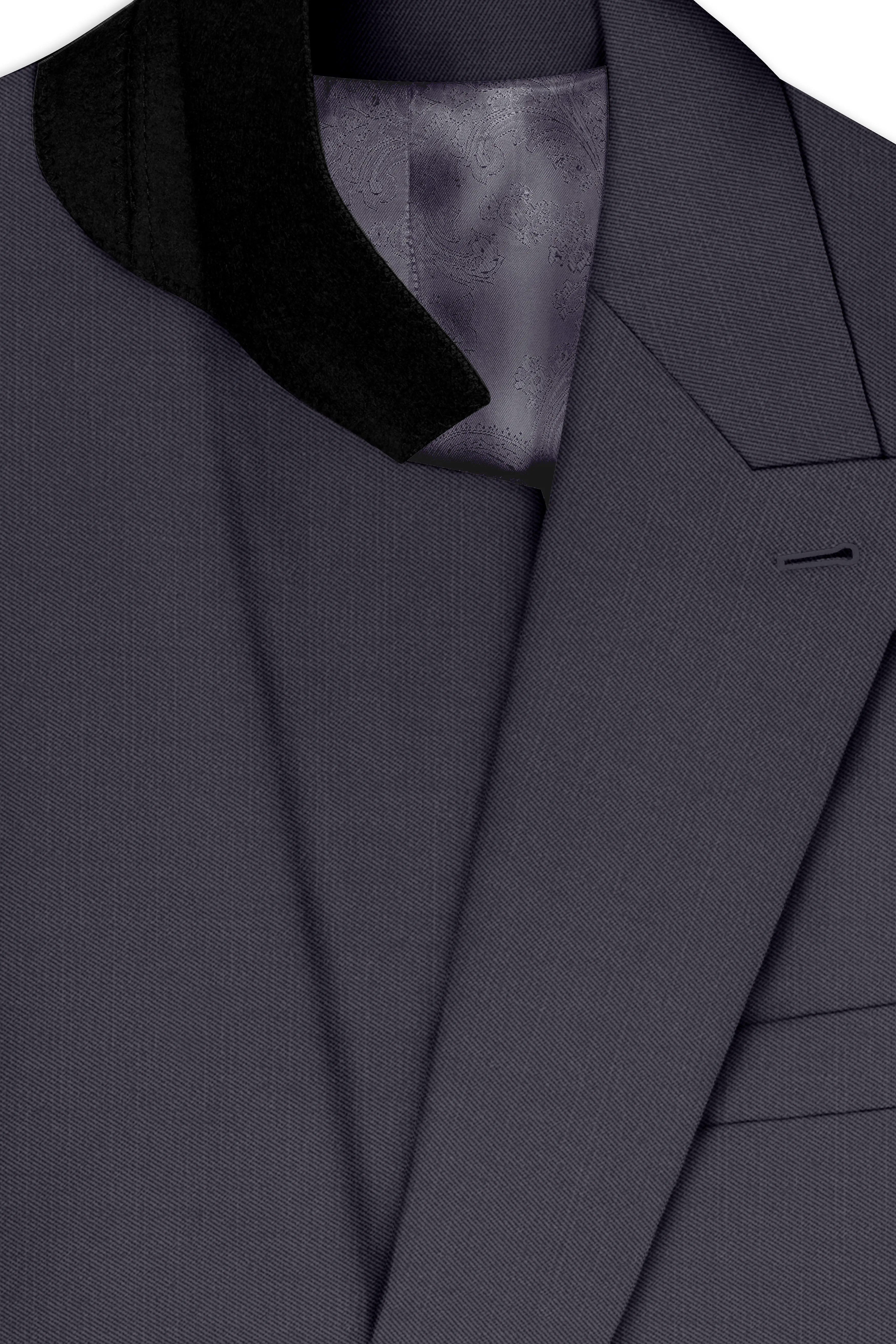 Vogue-Glaucous Gray Solid Wool Rich Double Breasted Slight Stretch Blazer sold by French Crown product image thumbnail 4