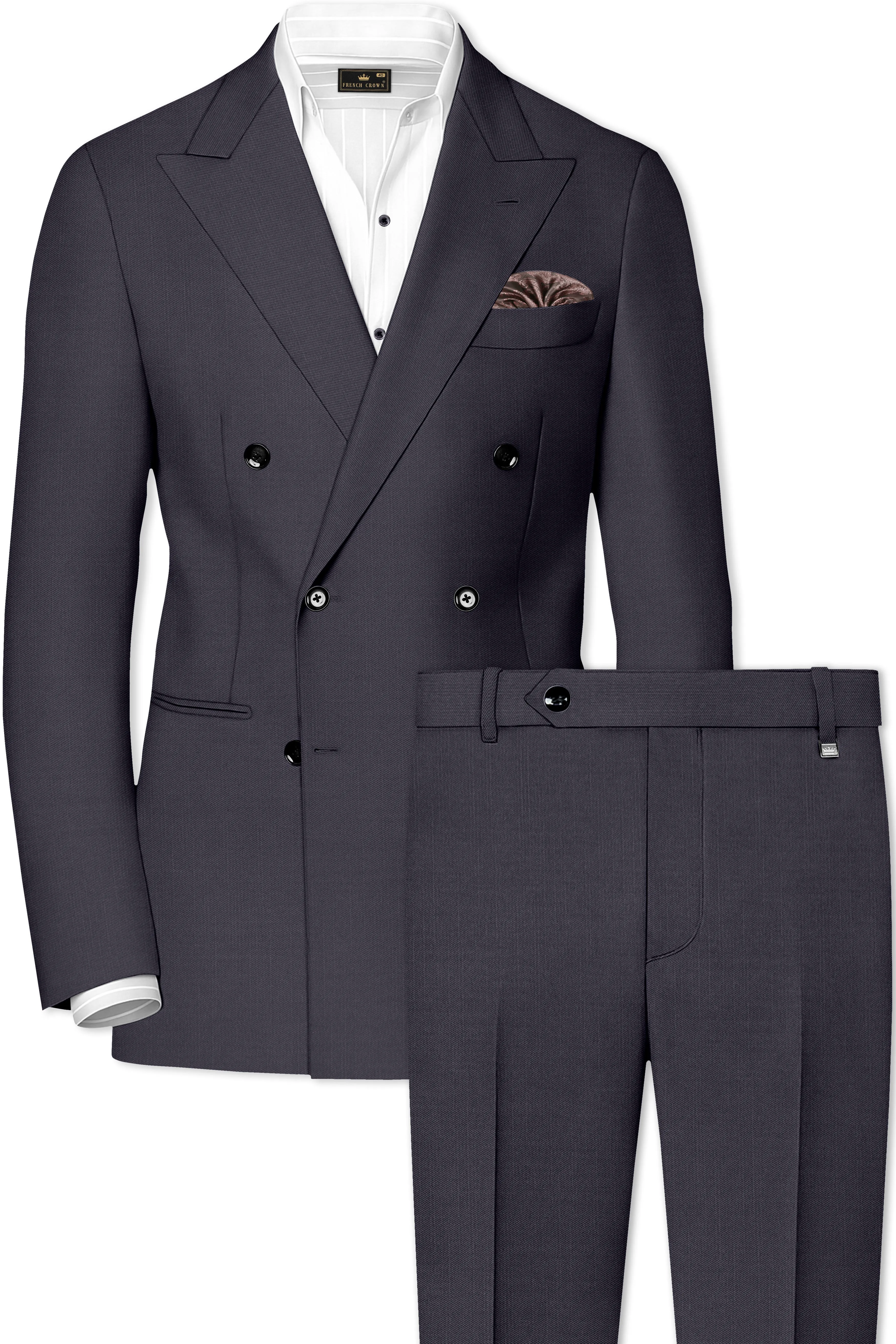 Vogue-Glaucous Gray Solid Wool Rich Double Breasted Slight Stretch Suit sold by French Crown product image thumbnail 2