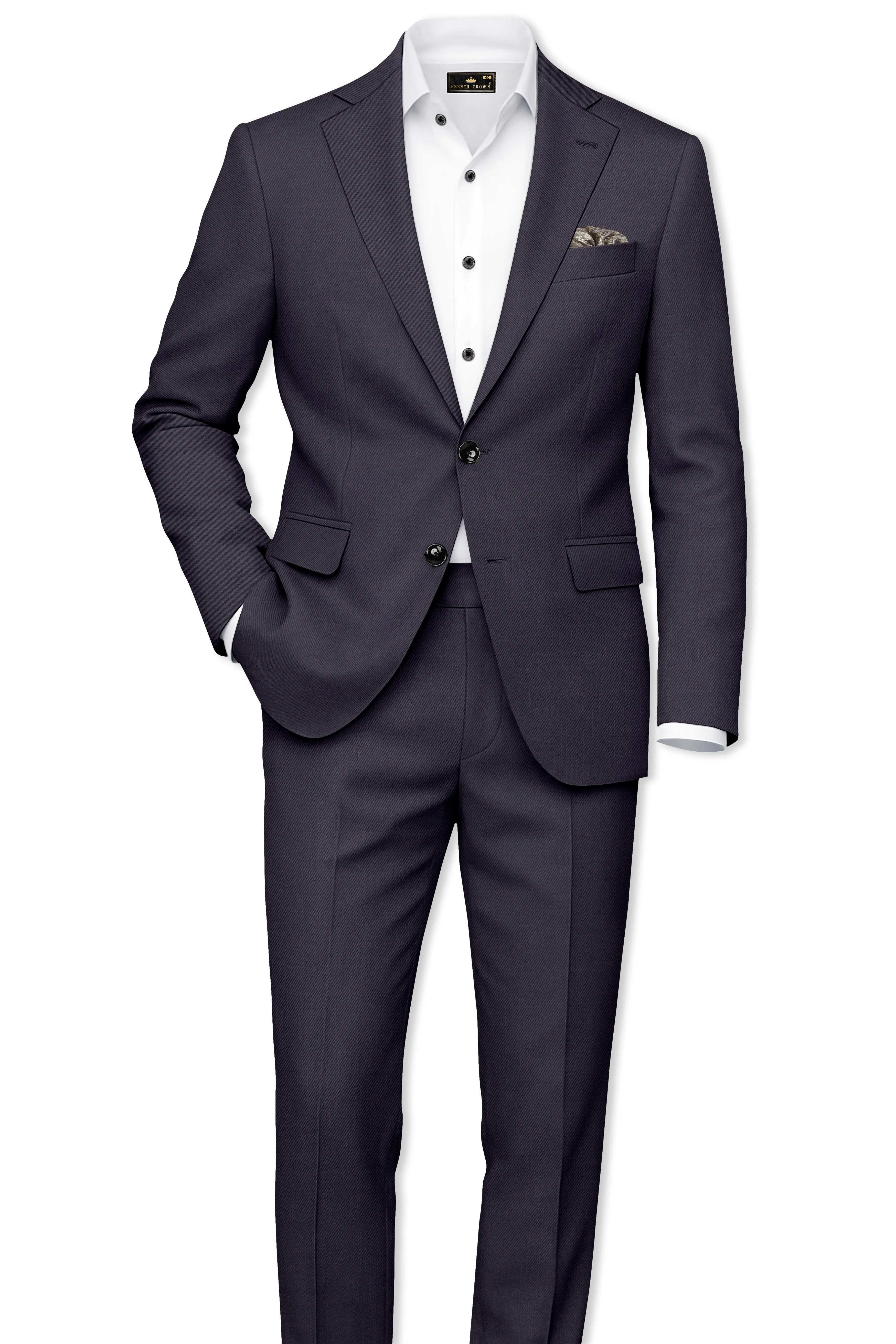 Vogue-Glaucous Gray Solid Wool Rich Single Breasted Slight Stretch Suit sold by French Crown product image thumbnail 4