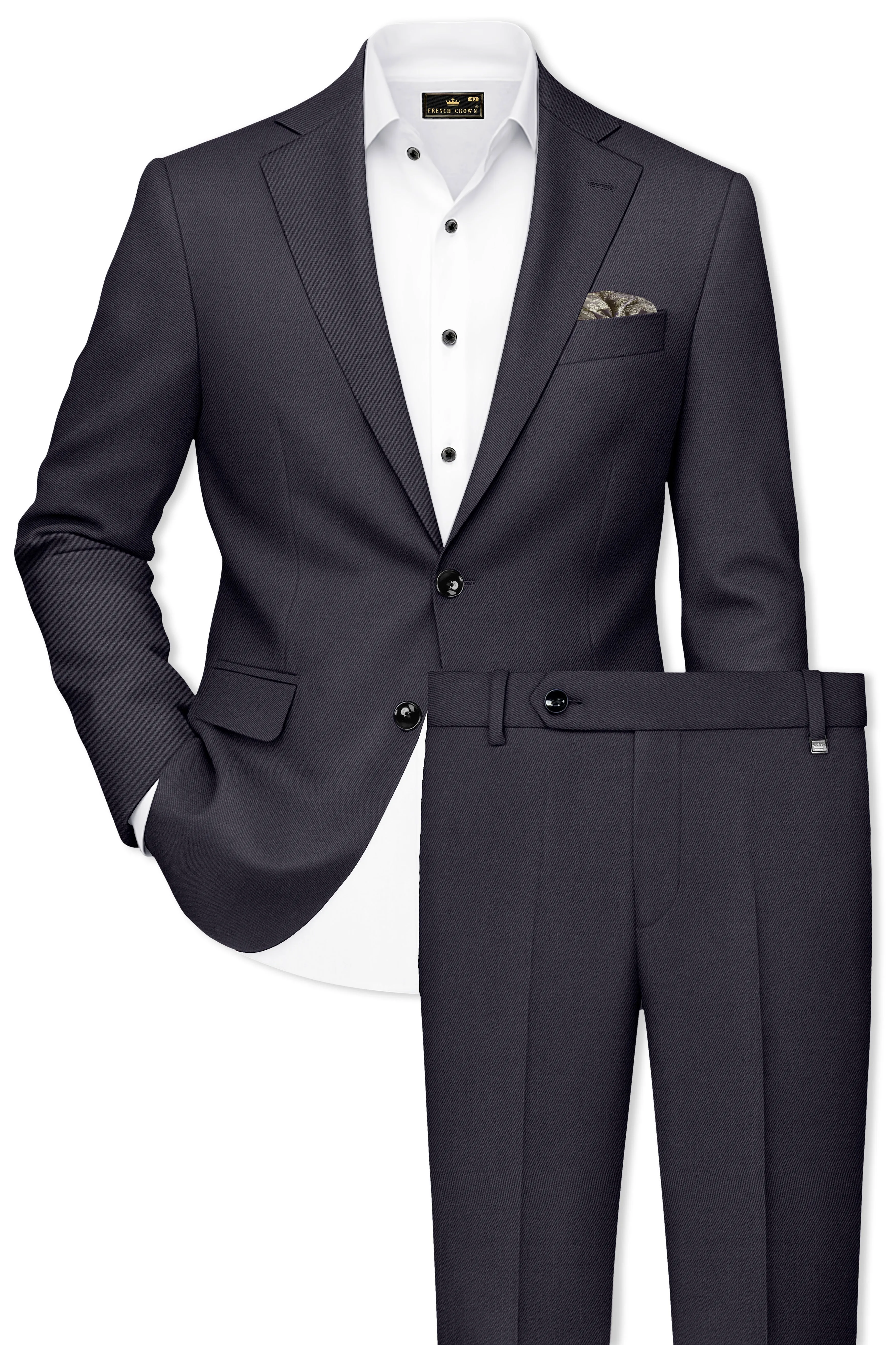 Vogue-Glaucous Gray Solid Wool Rich Single Breasted Slight Stretch Suit sold by French Crown product image thumbnail 2