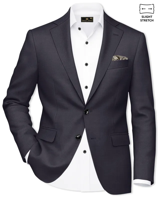 Vogue-Glaucous Gray Solid Wool Rich Single Breasted Slight Stretch Blazer sold by French Crown