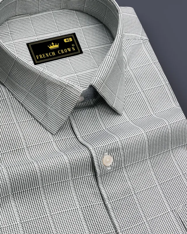 Graphite-Dusty Gray Plaid Subtle Sheen Super Soft Premium Cotton Dress Shirt sold by French Crown