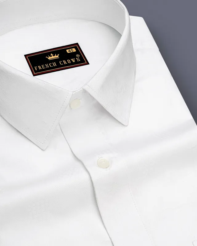 Pearl-Bright White Jacquard Textured Premium Cotton Dress Shirt made by French Crown