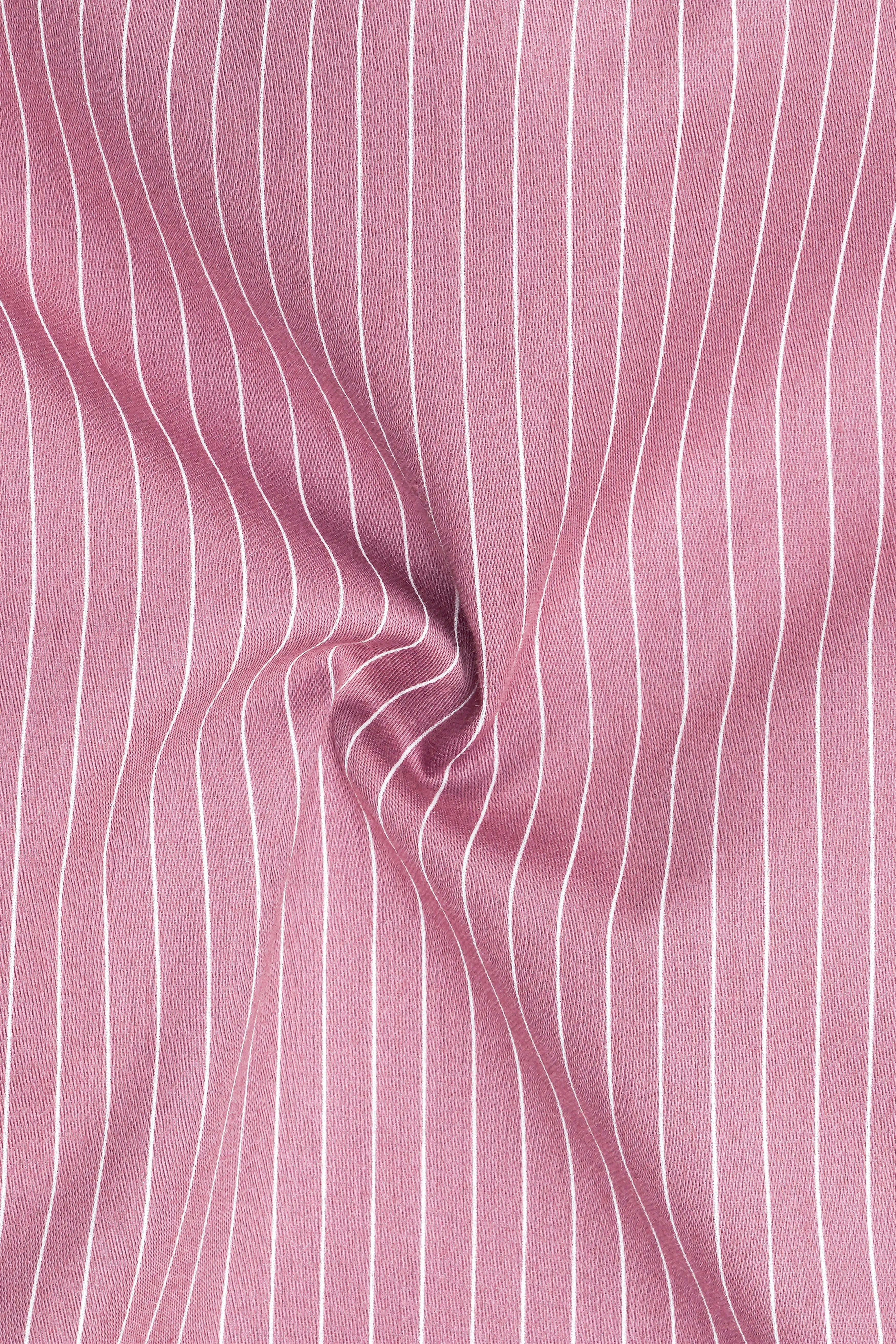 Blush-Bazaar Pink Pin Striped Subtle Sheen Super Soft Premium Cotton Dress Shirt sold by French Crown product image thumbnail 3