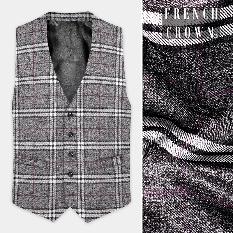 Granite Gray Plaid Wool Rich Waistcoat sold by French Crown