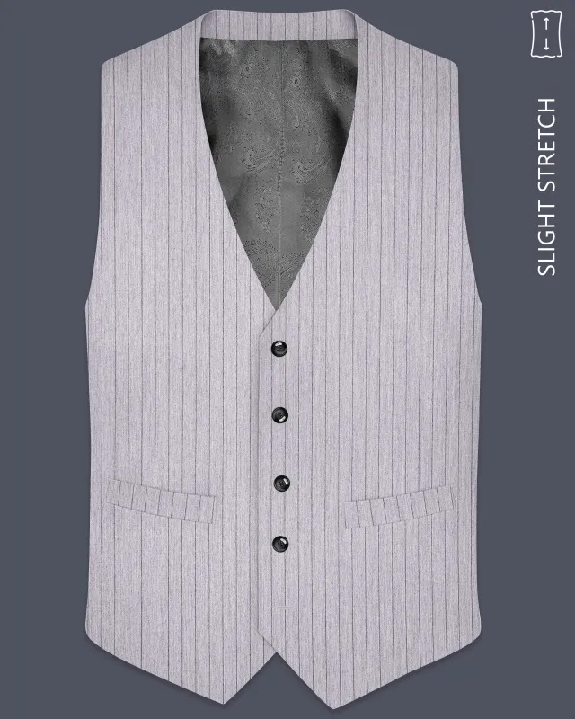 Grisvoro-Sterling Gray Pin Striped Wool Rich Slight Stretch Waistcoat made by French Crown