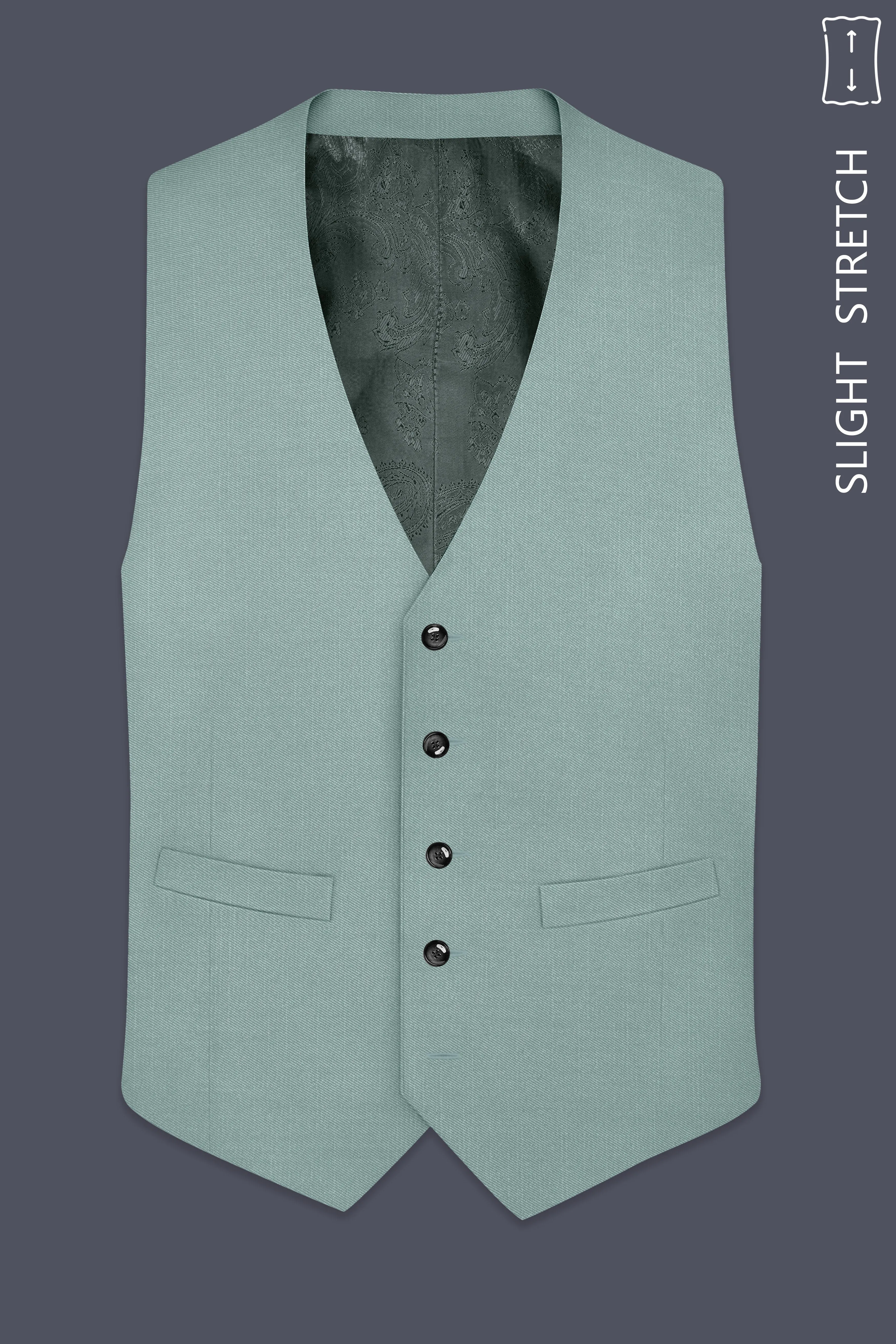 Tropic-Cadet Green Wool Rich Slight Stretch Waistcoat sold by French Crown product image thumbnail 2