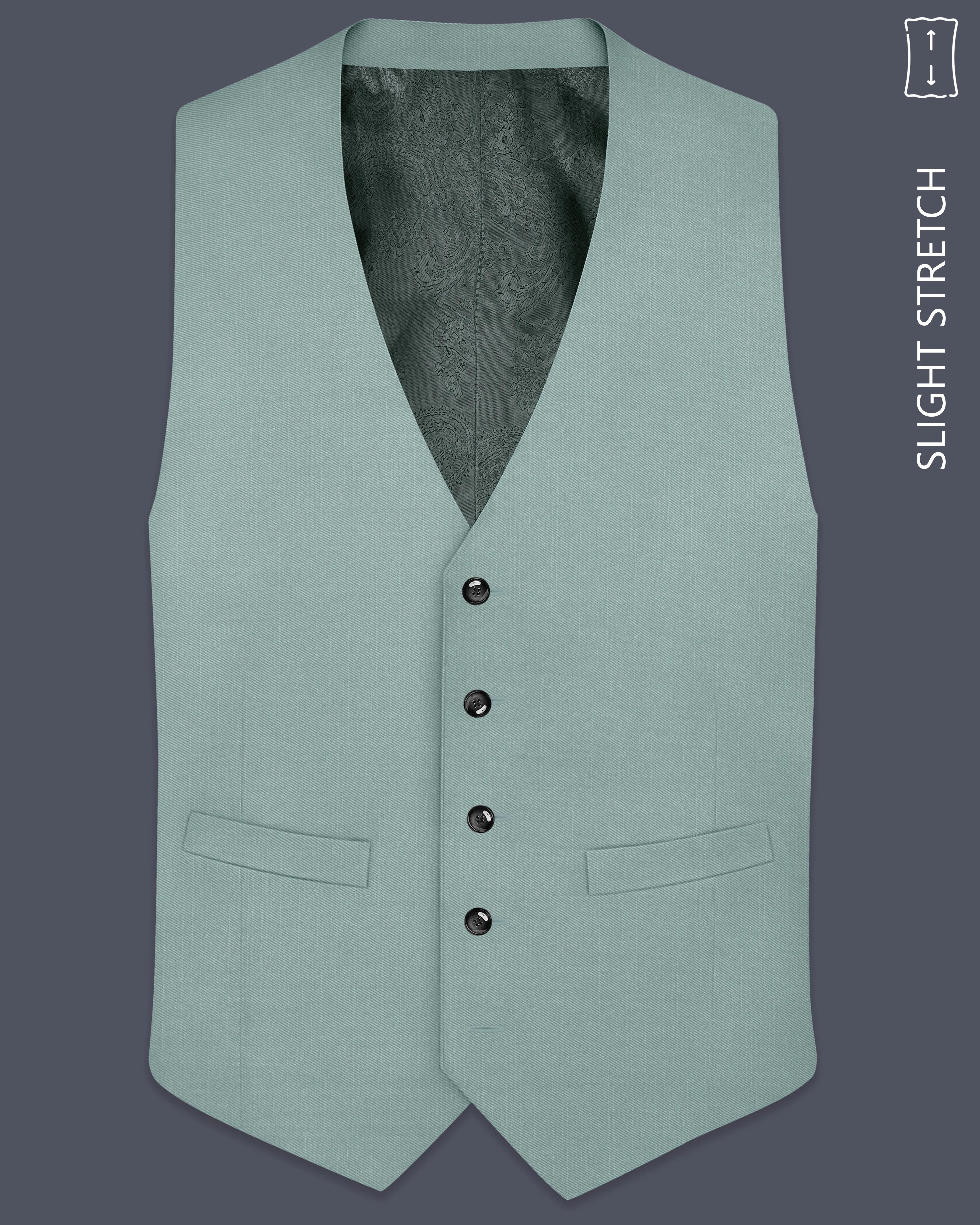 Tropic-Cadet Green Wool Rich Slight Stretch Waistcoat sold by French Crown