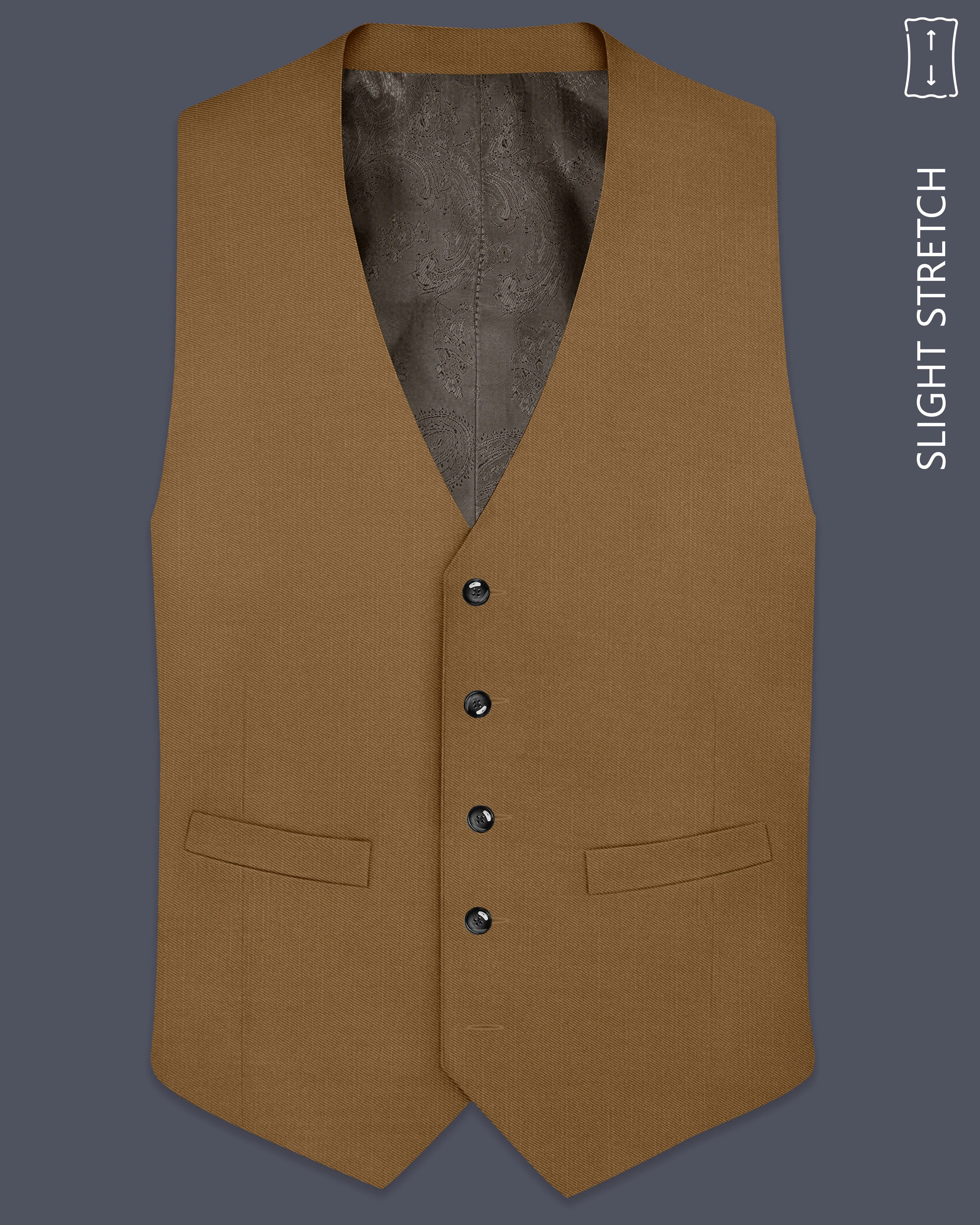 Sapphire-Potters Brown Wool Rich Slight Stretch Waistcoat sold by French Crown