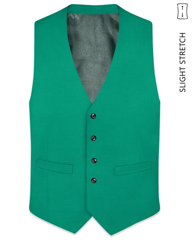 Emerald-Tropical Green Wool Rich Slight Stretch Waistcoat made by French Crown