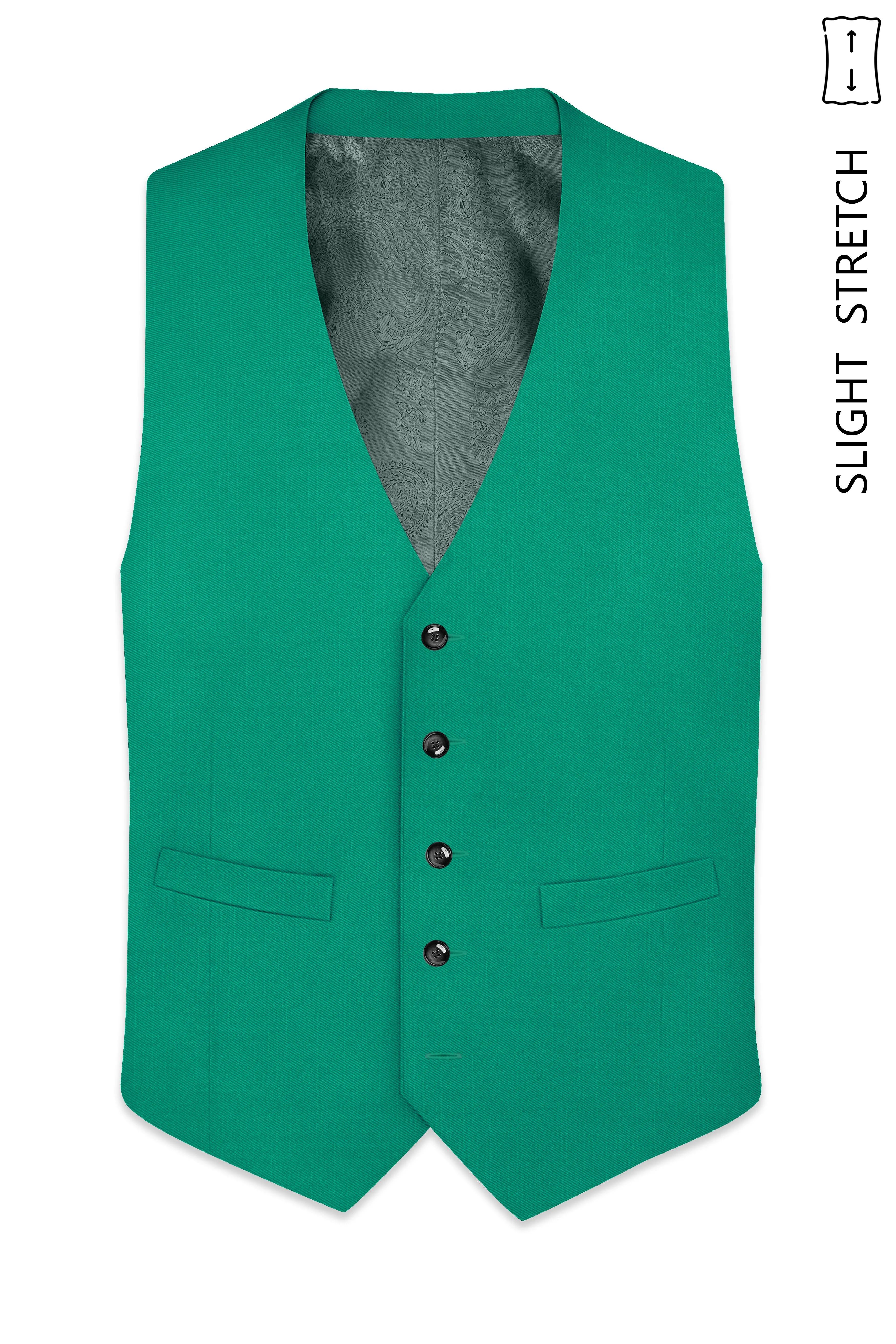 Emerald-Tropical Green Wool Rich Slight Stretch Waistcoat sold by French Crown product image thumbnail 2