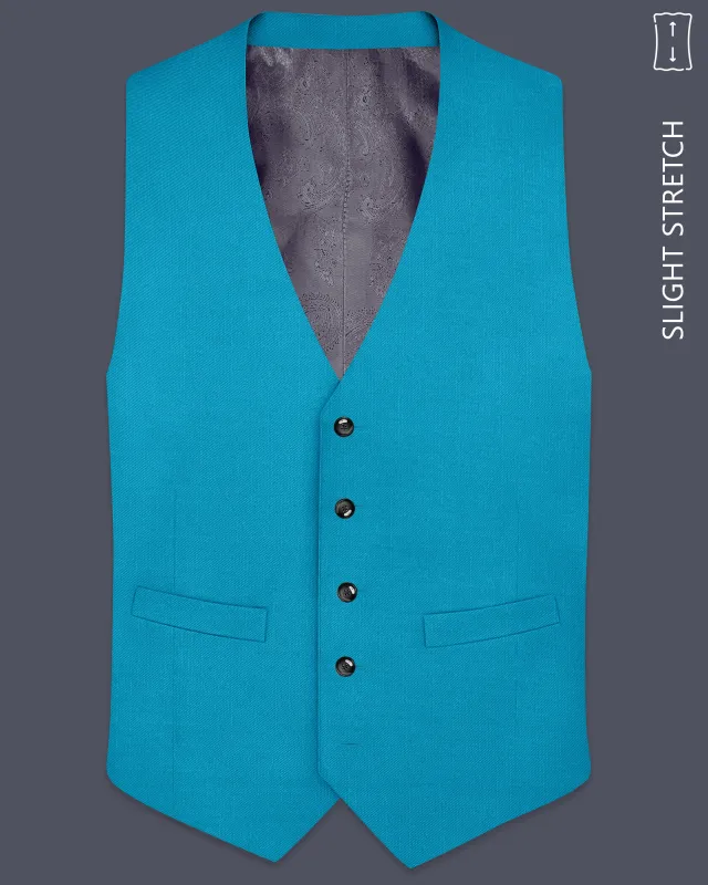 Atlantic-Bondi Blue Wool Rich Slight Stretch Waistcoat made by French Crown