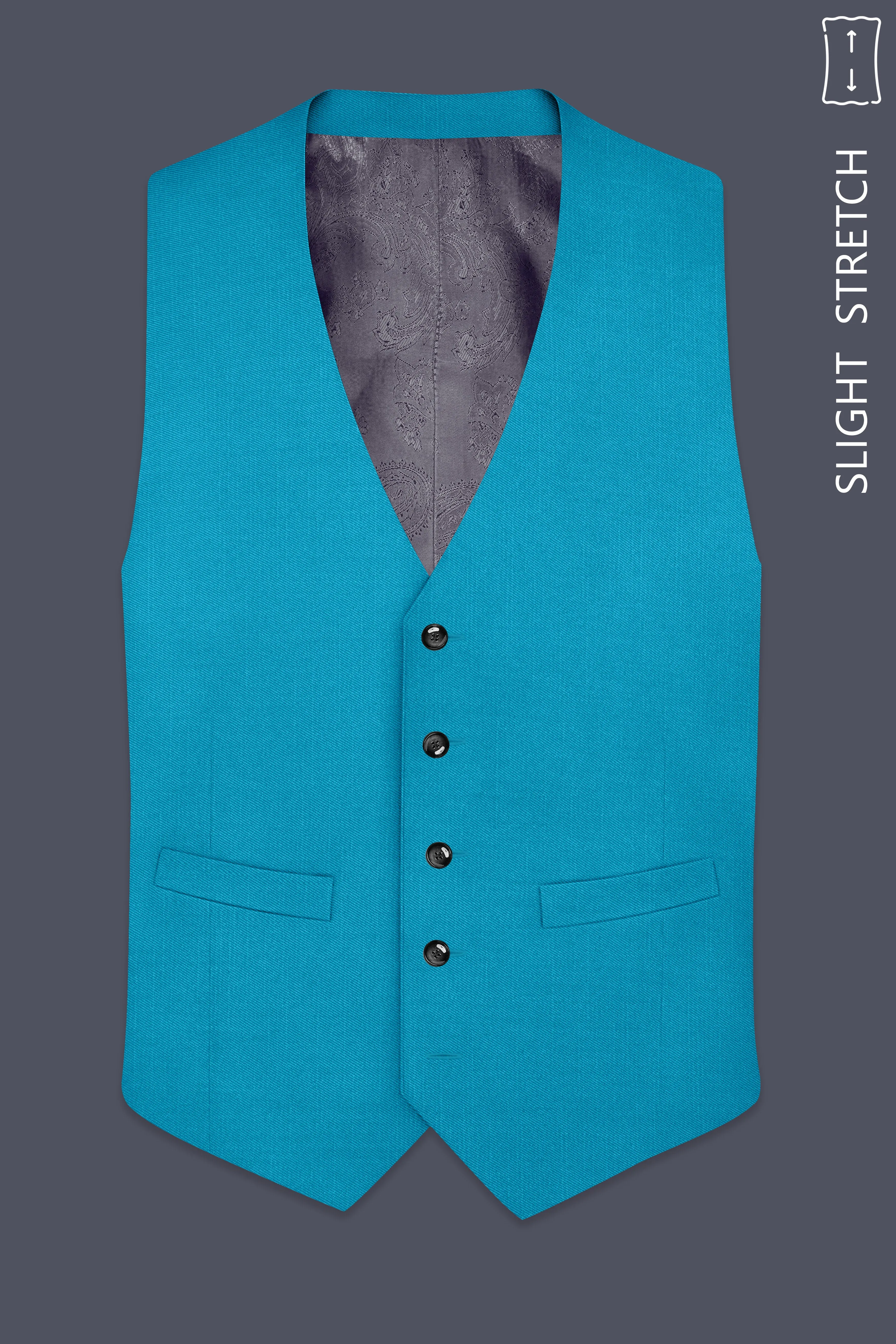 Atlantic-Bondi Blue Wool Rich Slight Stretch Waistcoat sold by French Crown product image thumbnail 2
