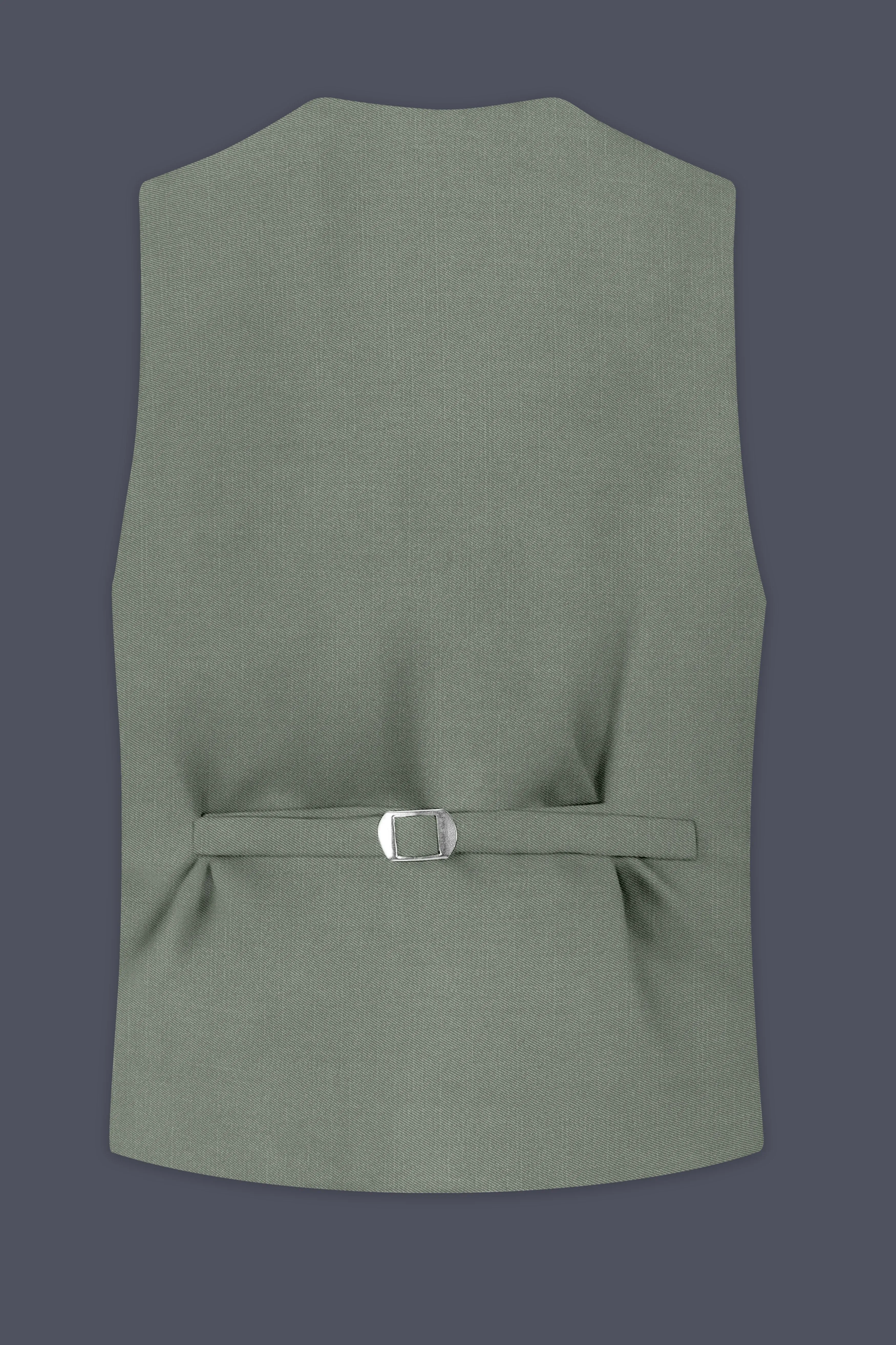Sage-Smokey Green Wool Rich Slight Stretch Waistcoat sold by French Crown product image thumbnail 4