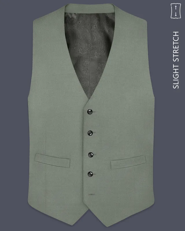 Sage-Smokey Green Wool Rich Slight Stretch Waistcoat made by French Crown