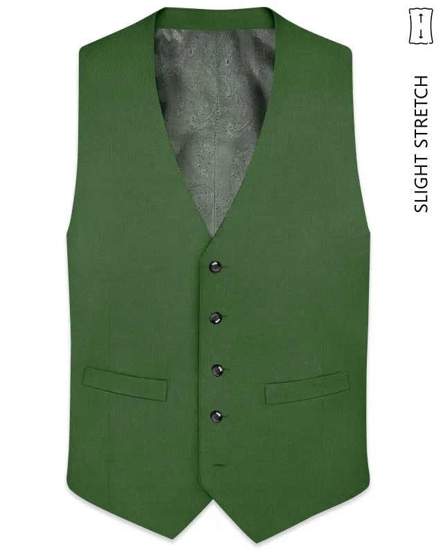 Viridian-Forest Green Wool Rich Slight Stretch Waistcoat made by French Crown