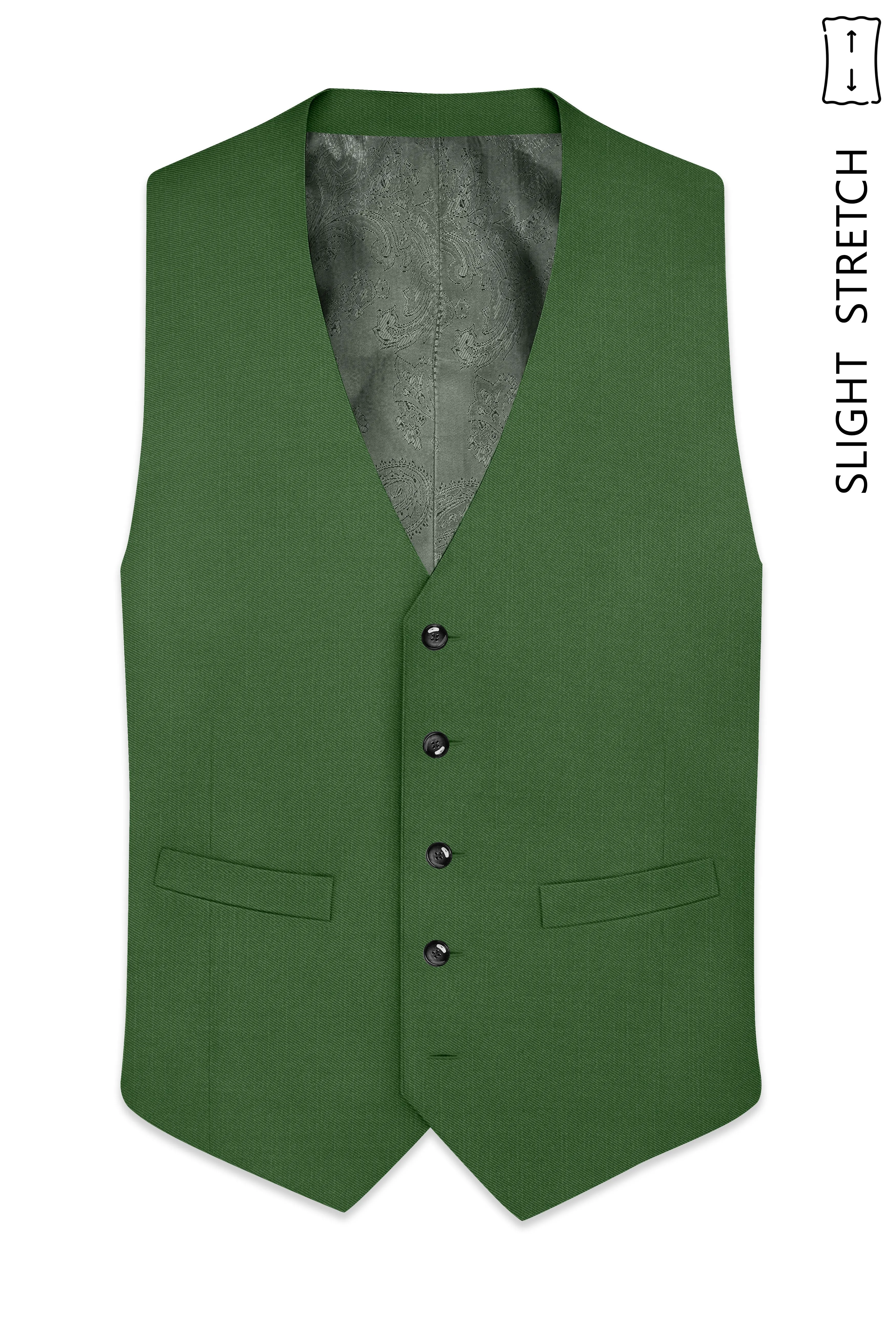 Viridian-Forest Green Wool Rich Slight Stretch Waistcoat sold by French Crown product image thumbnail 2