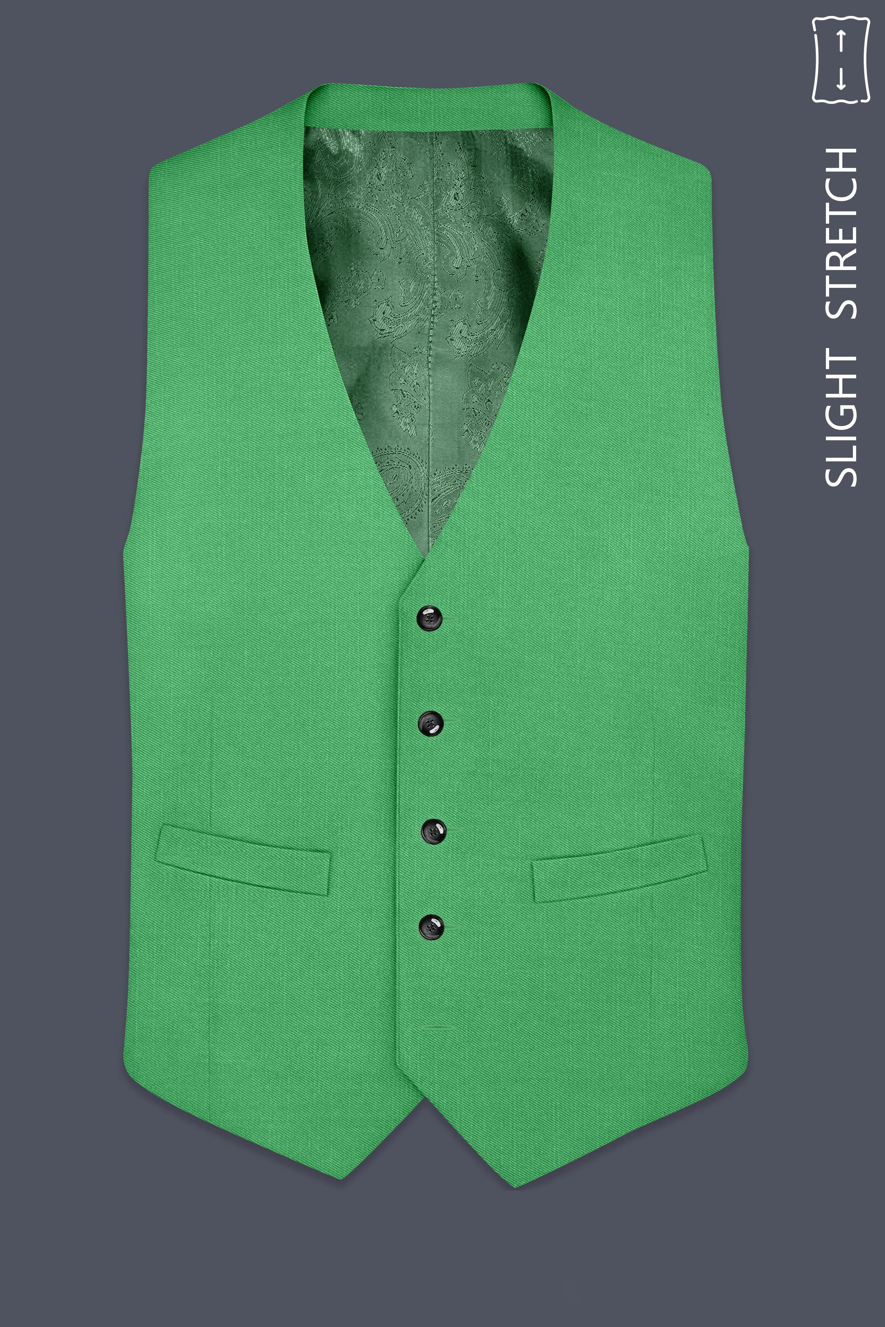 Baron-Chateau Green Wool Rich Slight Stretch Waistcoat sold by French Crown product image thumbnail 2