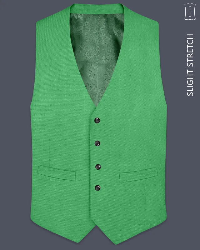 Baron-Chateau Green Wool Rich Slight Stretch Waistcoat made by French Crown