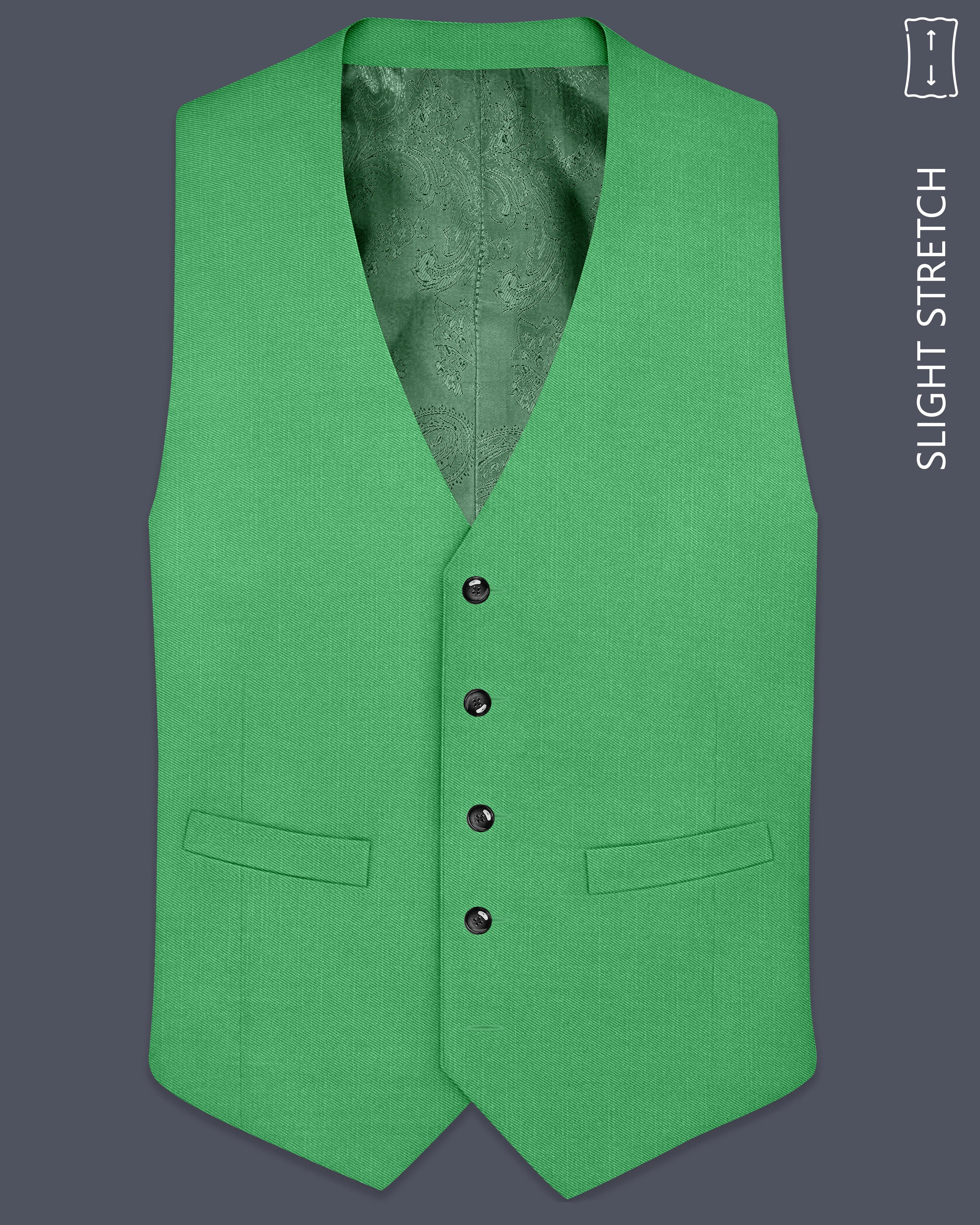 Baron-Chateau Green Wool Rich Slight Stretch Waistcoat sold by French Crown