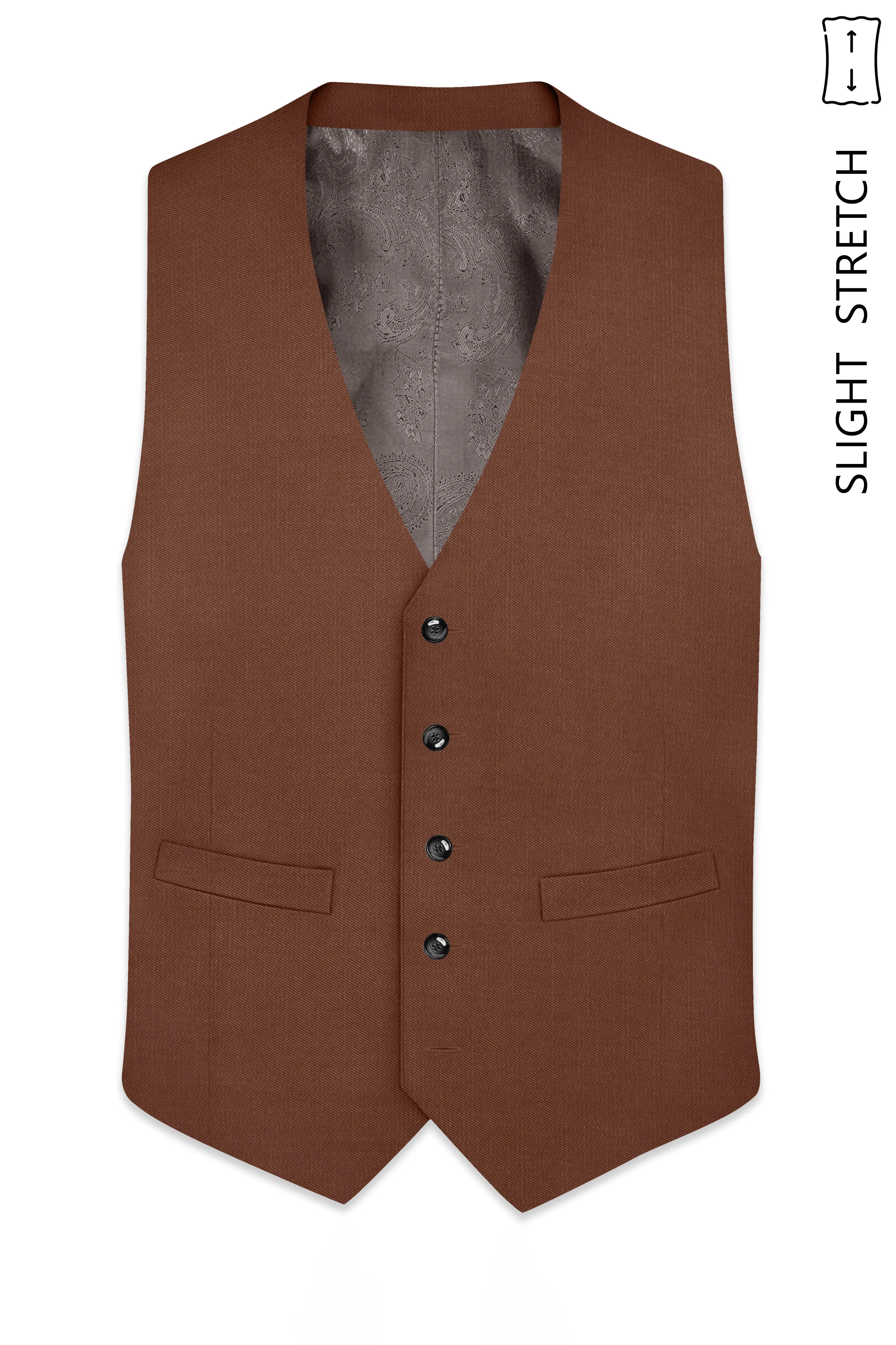 Sienna-Rust Brown Wool Rich Slight Stretch Waistcoat sold by French Crown product image thumbnail 2