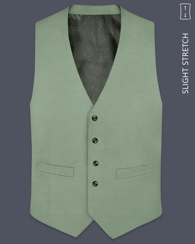 Basil-Spanish Green Wool Rich Slight Stretch Waistcoat made by French Crown