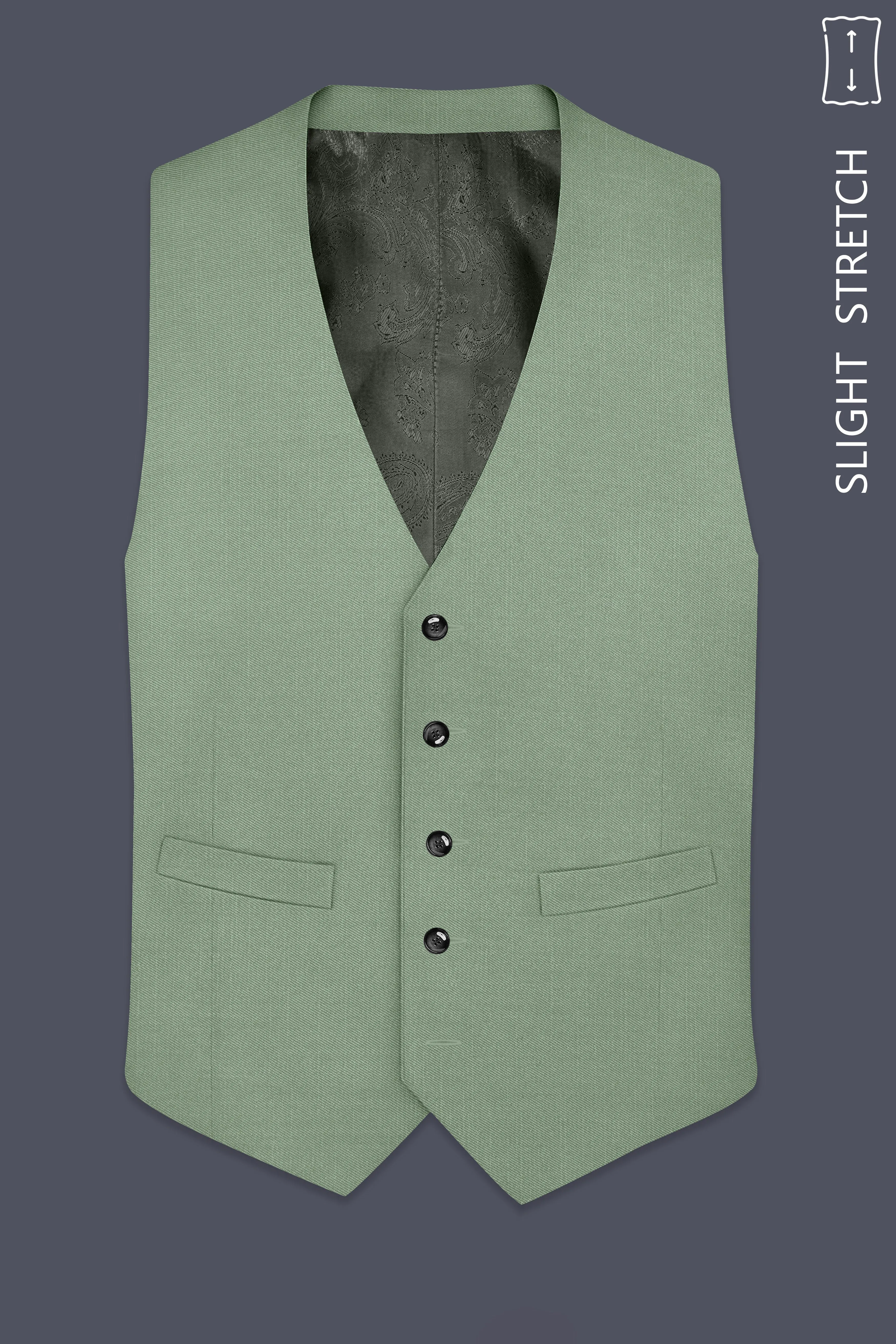 Basil-Spanish Green Wool Rich Slight Stretch Waistcoat sold by French Crown product image thumbnail 2