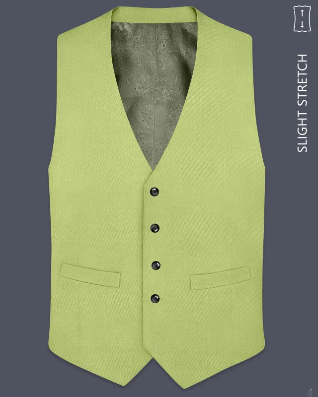 Ochre-Tan Green Wool Rich Slight Stretch Waistcoat made by French Crown
