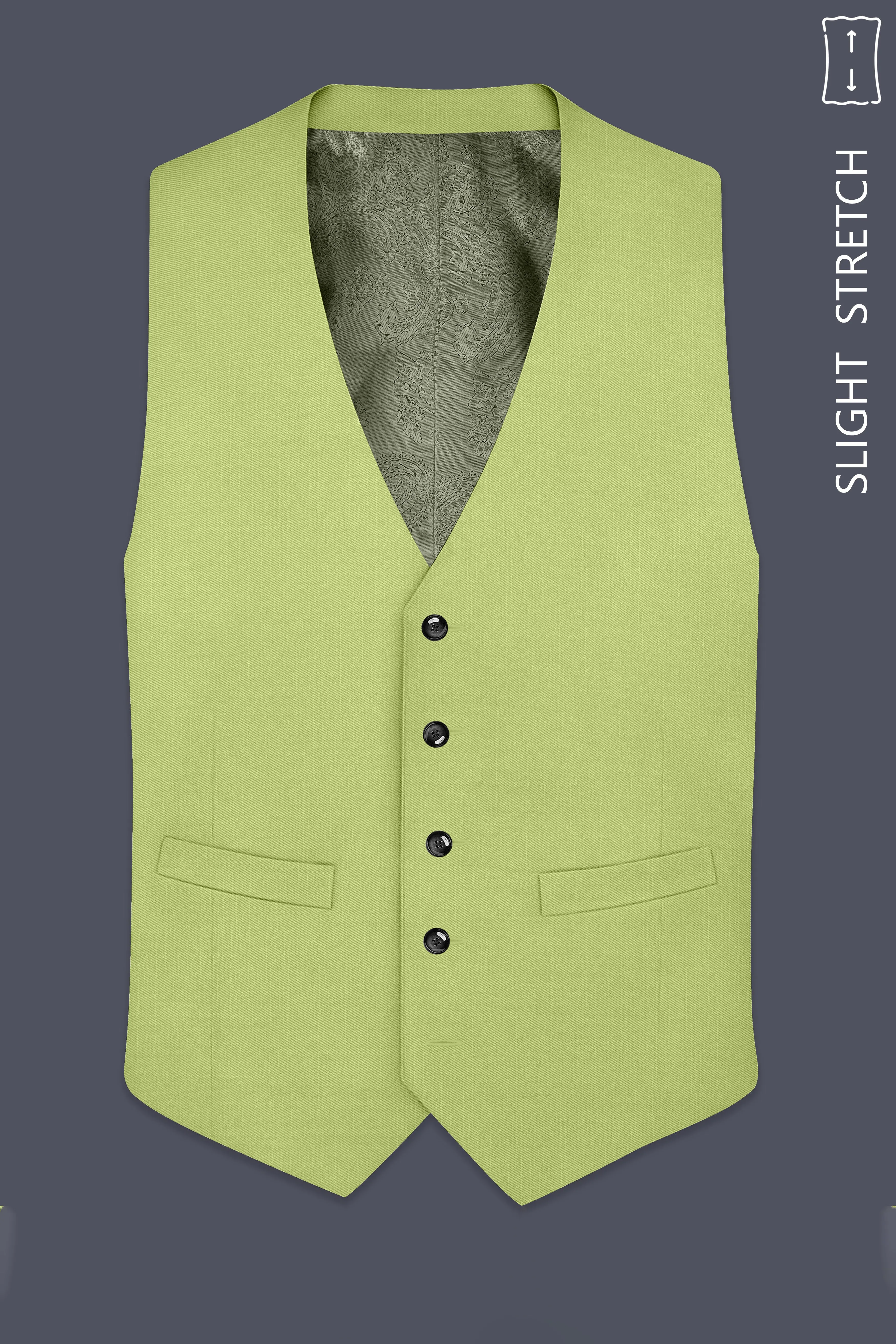 Ochre-Tan Green Wool Rich Slight Stretch Waistcoat sold by French Crown product image thumbnail 2