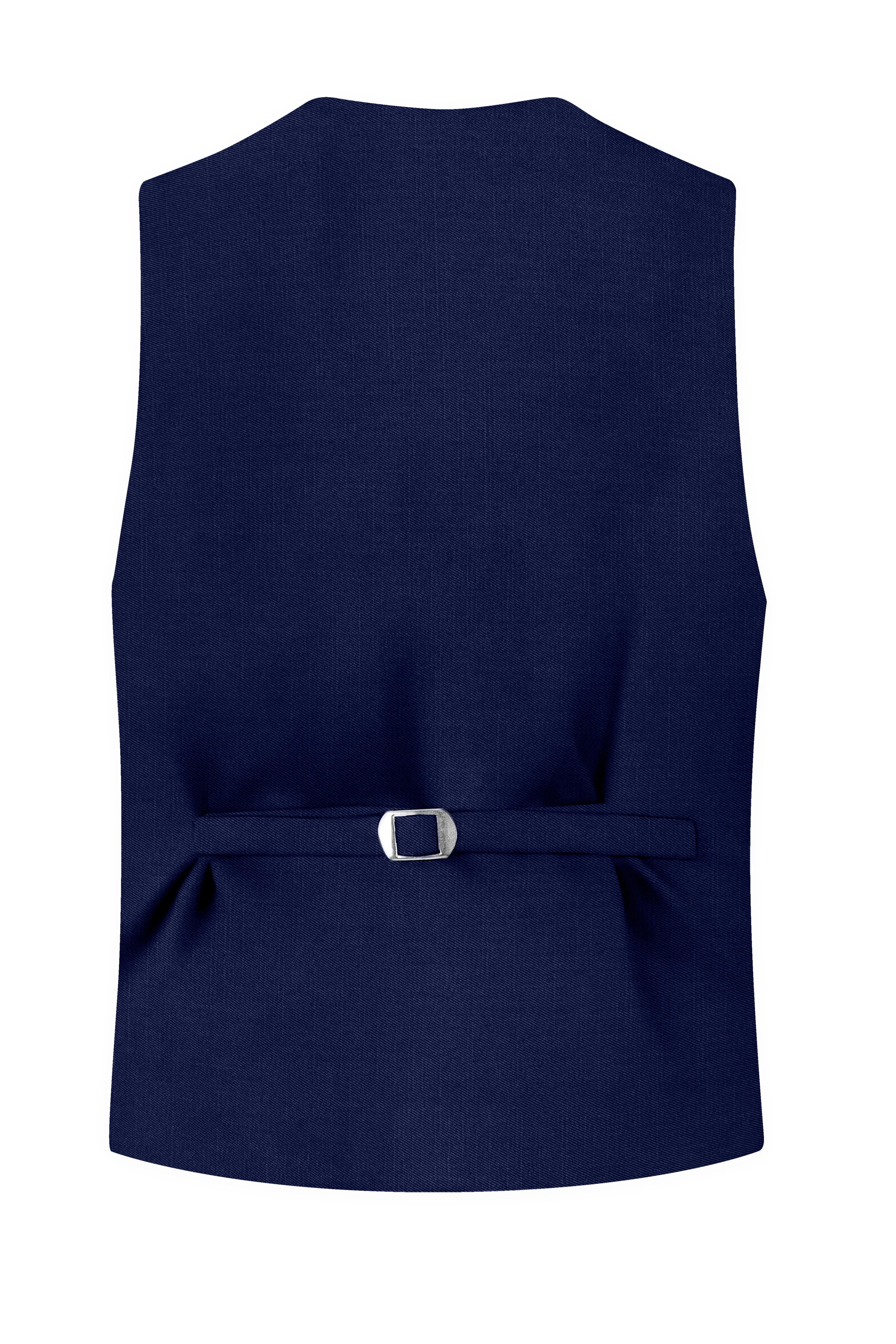 Obsidio-Ebony Navy Blue Wool Rich Slight Stretch Waistcoat sold by French Crown product image thumbnail 4