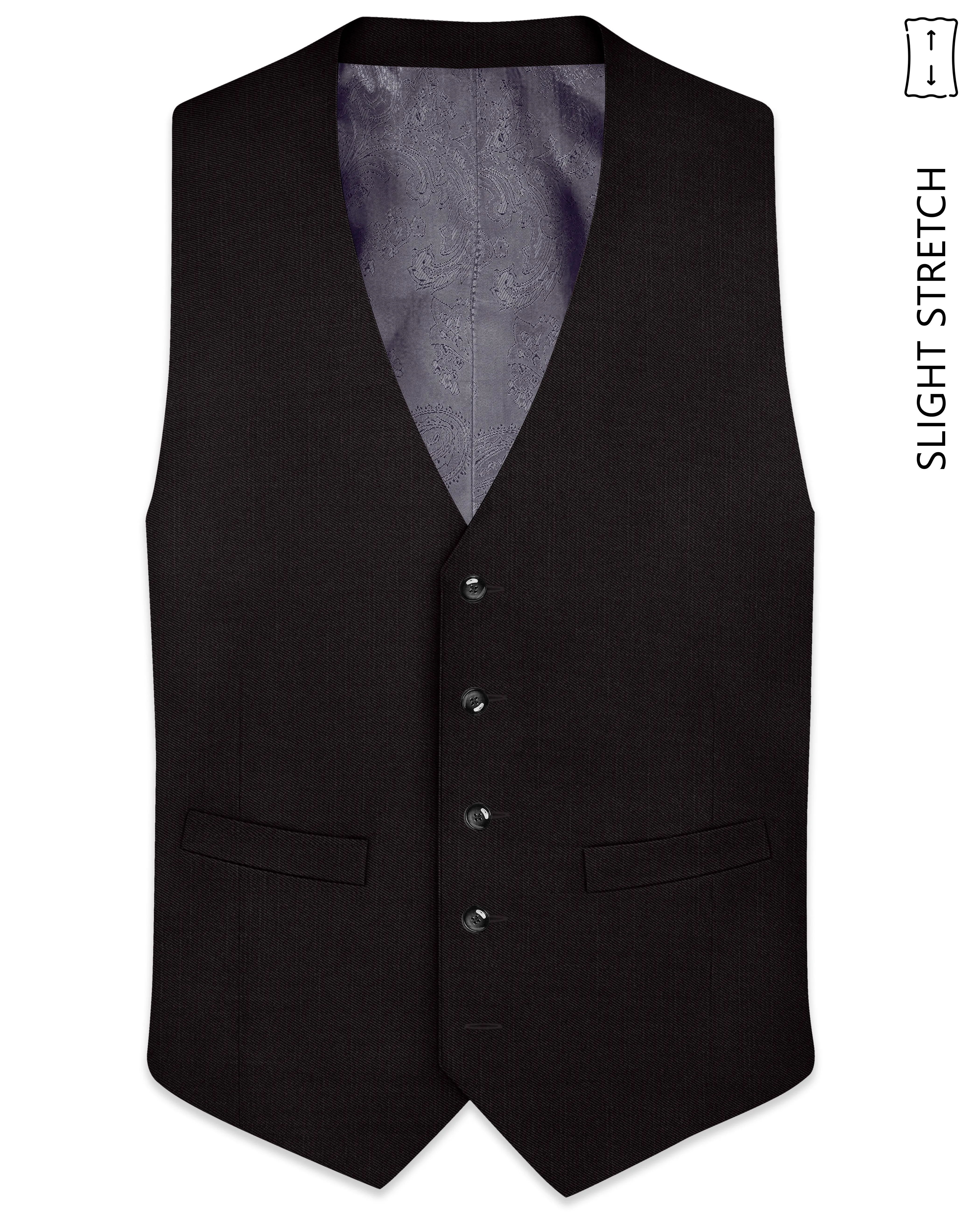 Umbero-Eclipse Brown Wool Rich Slight Stretch Waistcoat sold by French Crown