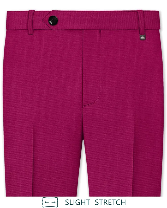 Orchid-Mulberry Pink Wool Rich Slight Stretch Waistband Pant made by French Crown