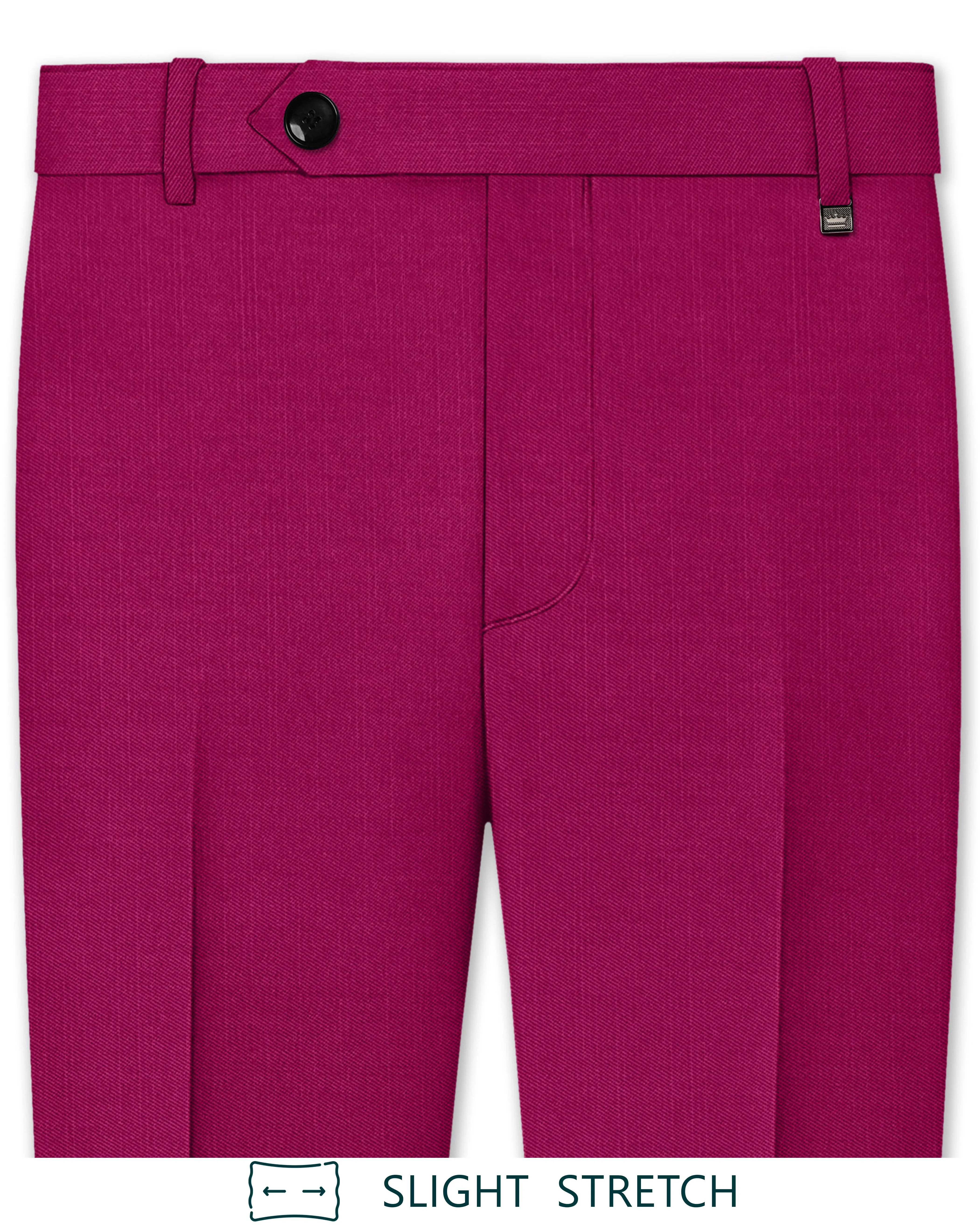 Orchid-Mulberry Pink Wool Rich Slight Stretch Waistband Pant sold by French Crown
