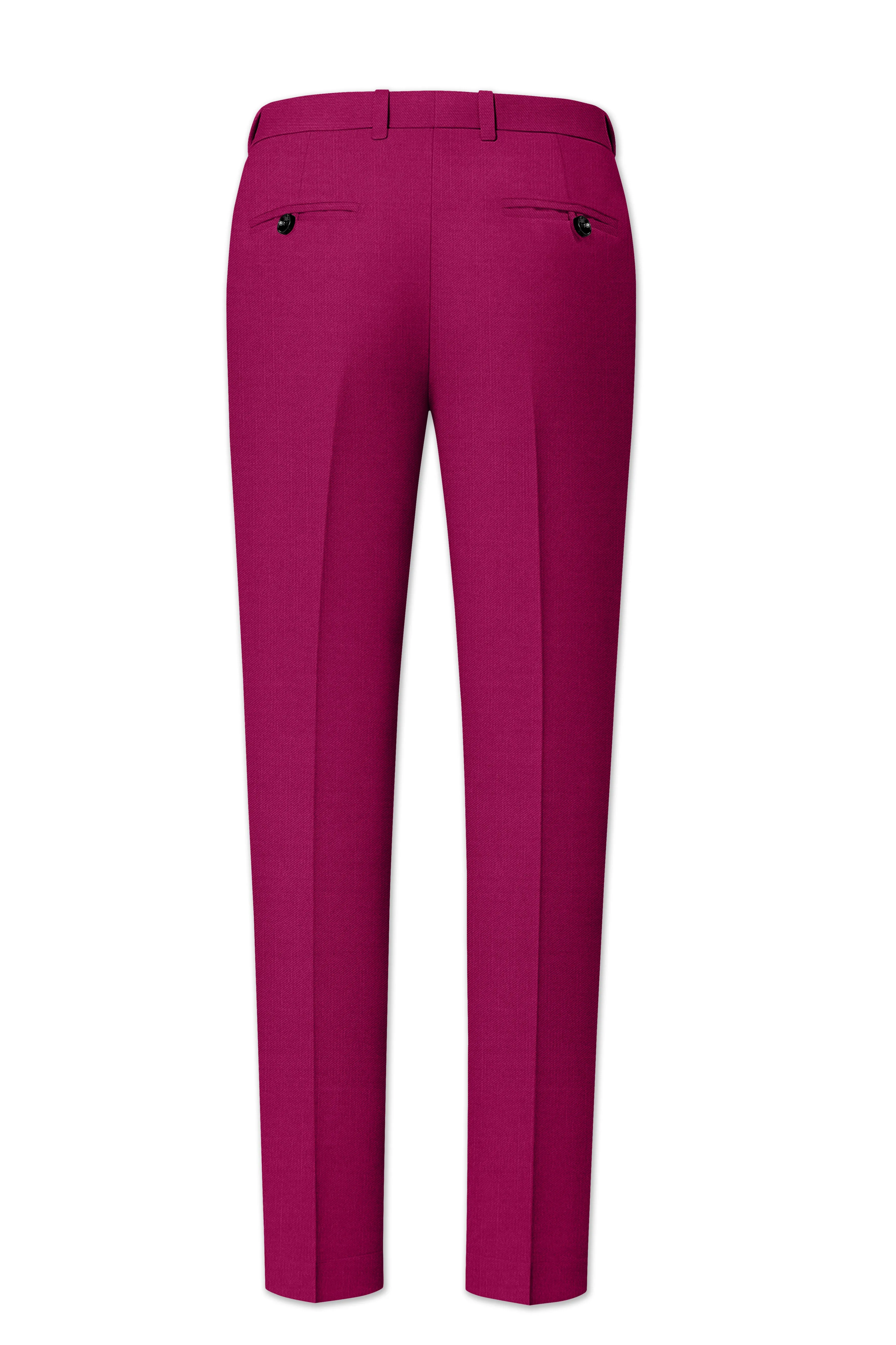 Orchid-Mulberry Pink Wool Rich Slight Stretch Waistband Pant sold by French Crown product image thumbnail 5