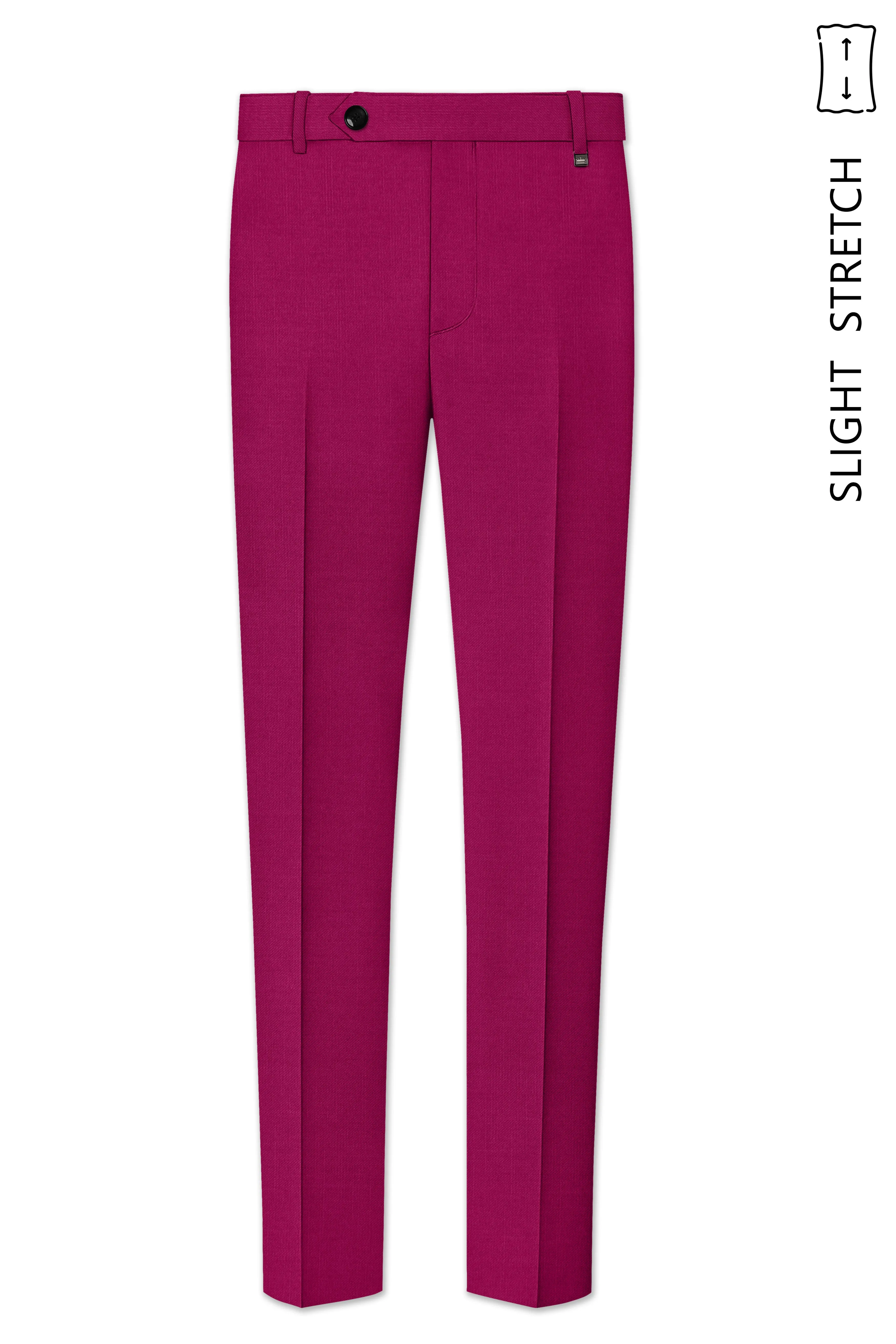 Orchid-Mulberry Pink Wool Rich Slight Stretch Waistband Pant sold by French Crown product image thumbnail 2
