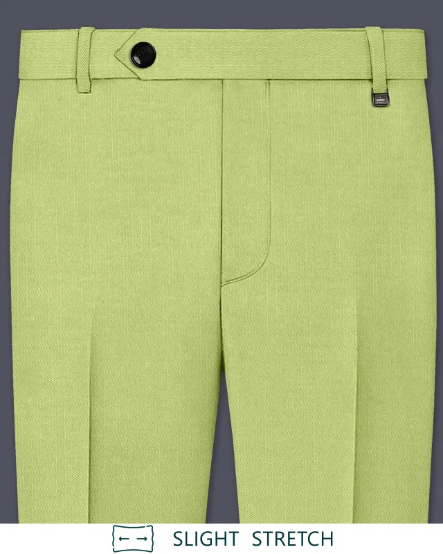 Ochre-Tan Green Wool Rich Slight Stretch Waistband Pant made by French Crown