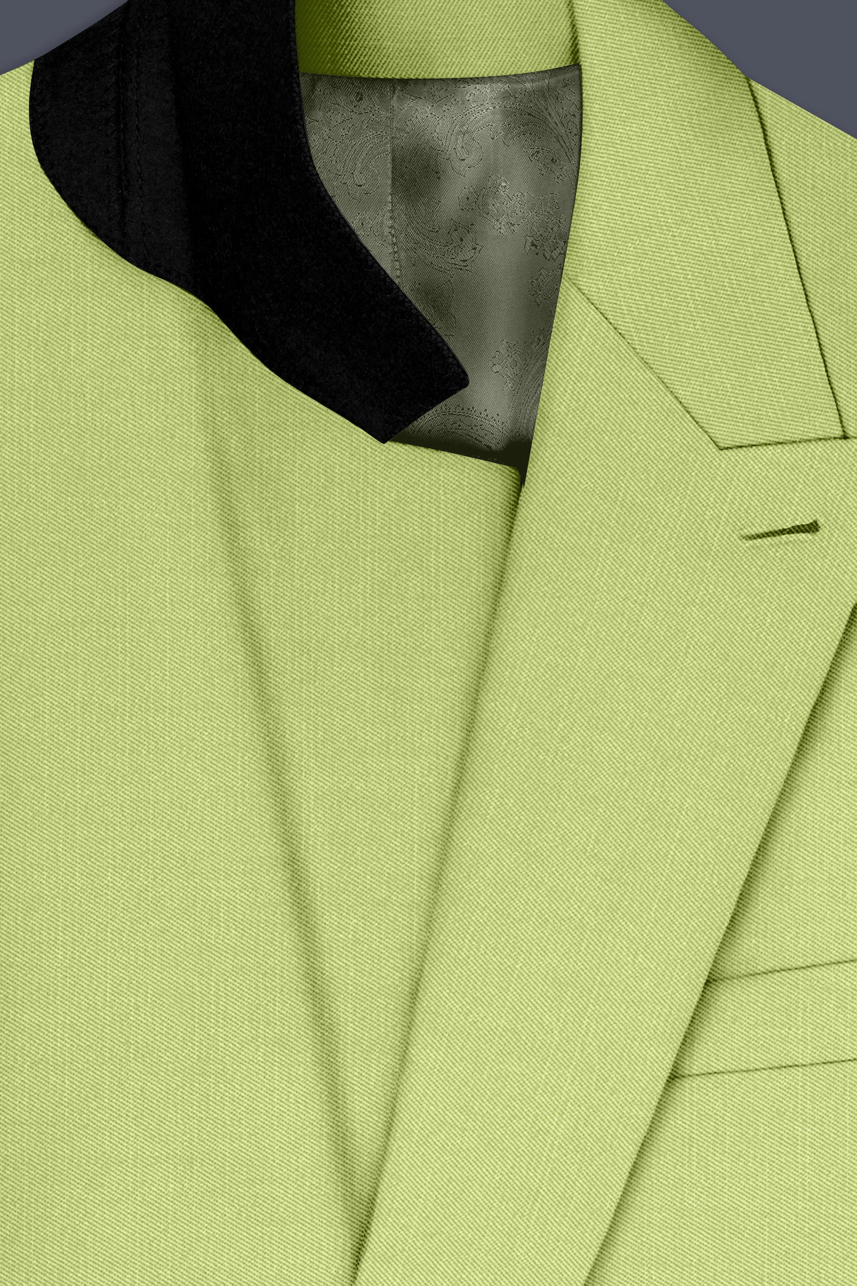 Ochre-Tan Green Wool Rich Slight Stretch Double Breasted Blazer sold by French Crown product image thumbnail 4