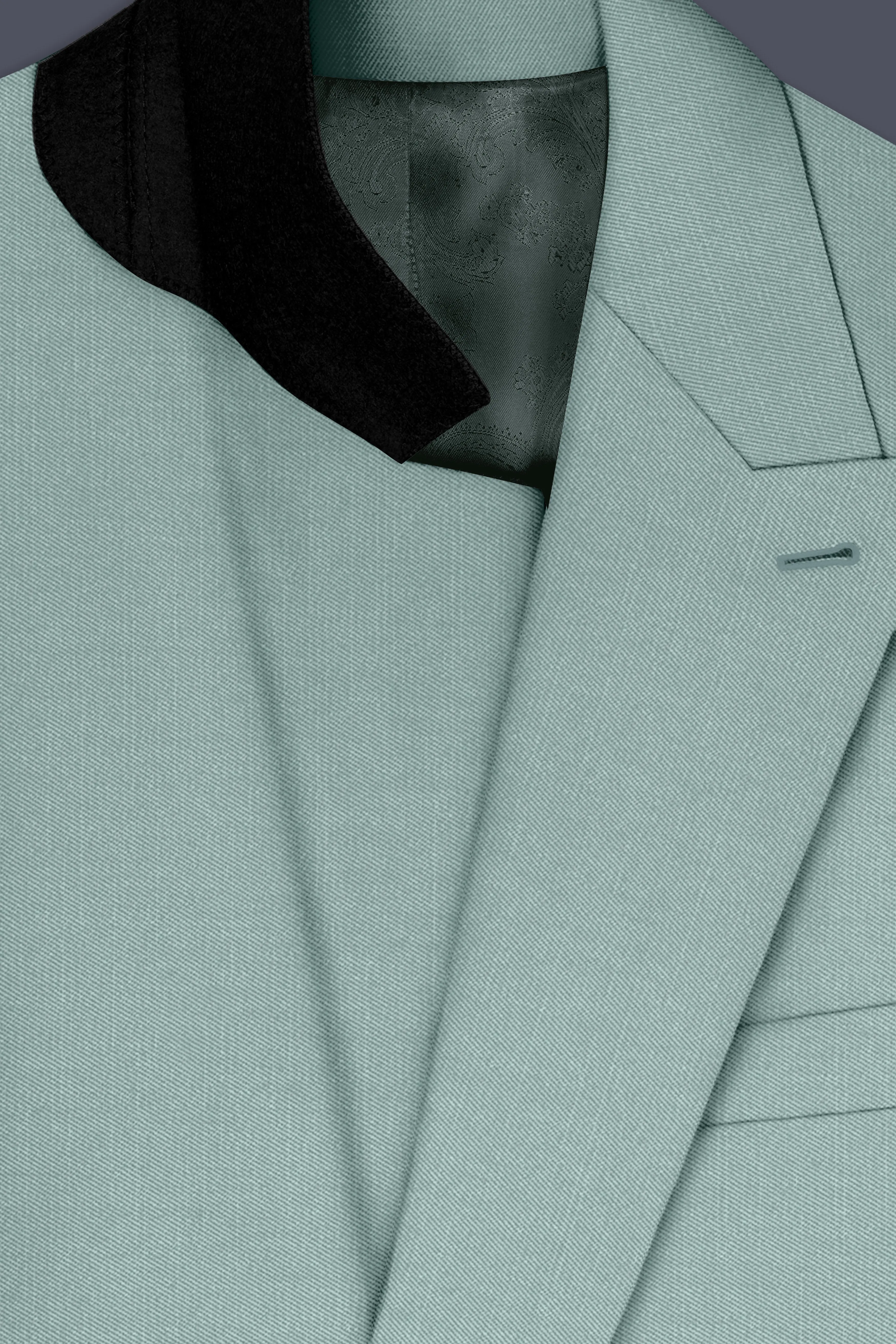Tropic-Cadet Green Wool Rich Slight Stretch Double Breasted Blazer sold by French Crown product image thumbnail 4