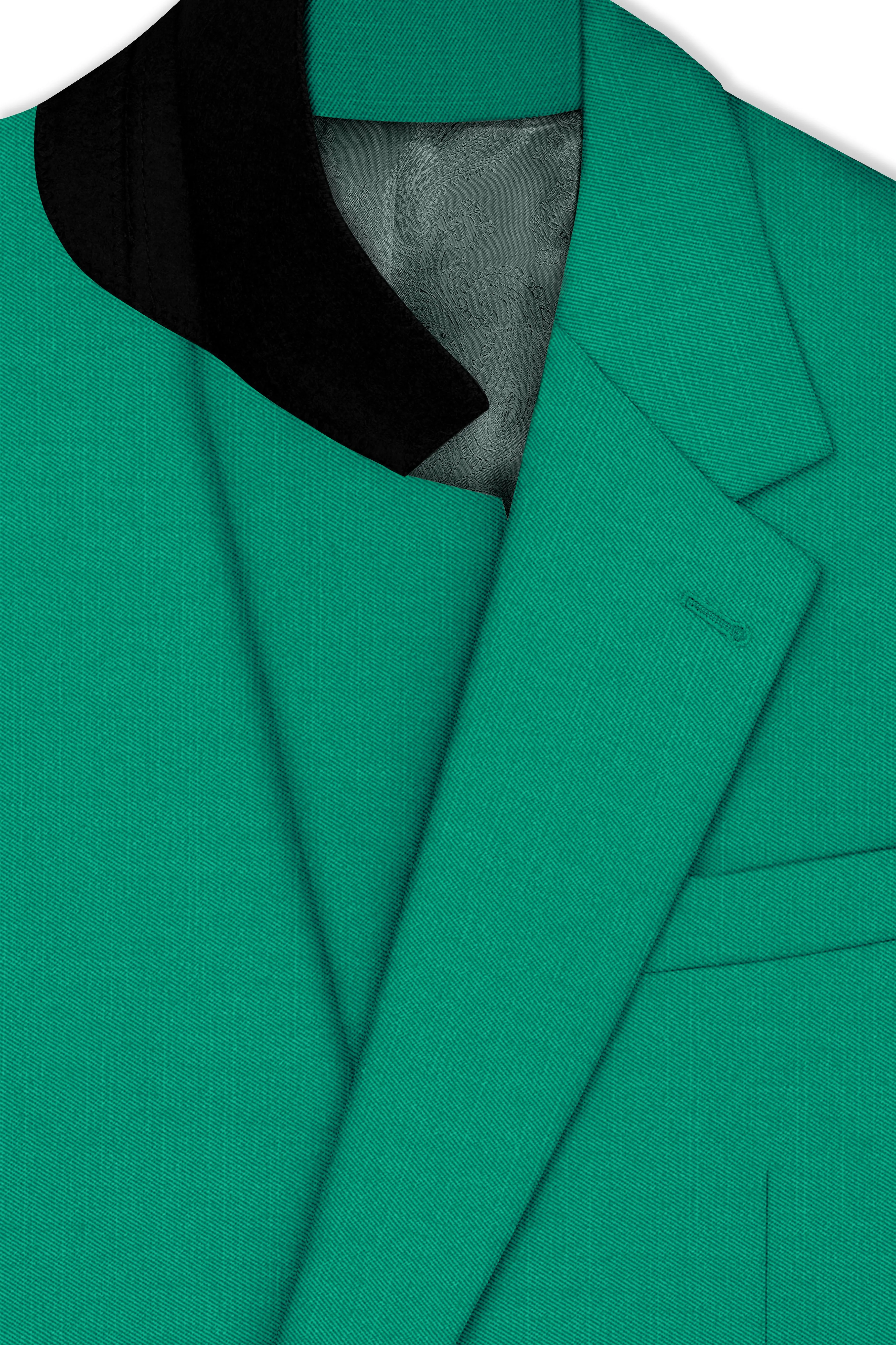 Emerald-Tropical Green Wool Rich Slight Stretch Single Breasted Blazer sold by French Crown product image thumbnail 4