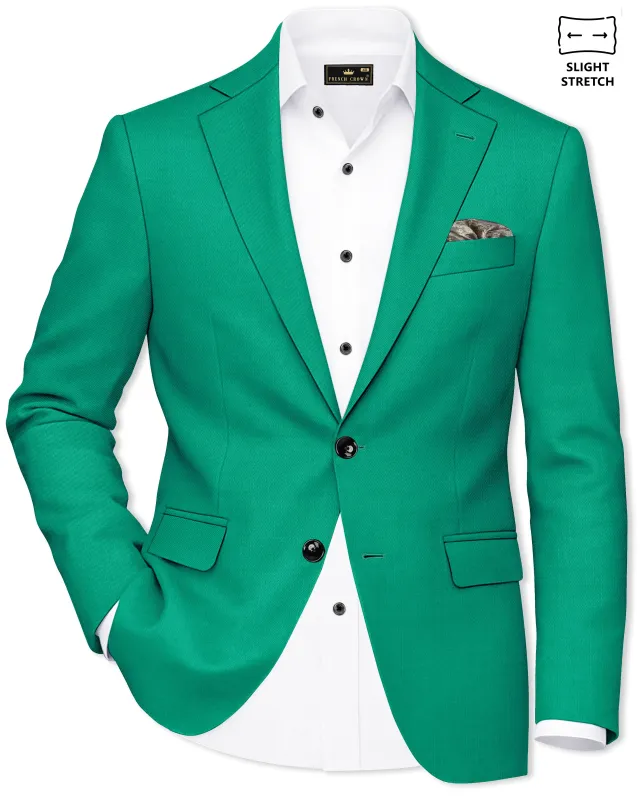 Emerald-Tropical Green Wool Rich Slight Stretch Single Breasted Blazer made by French Crown